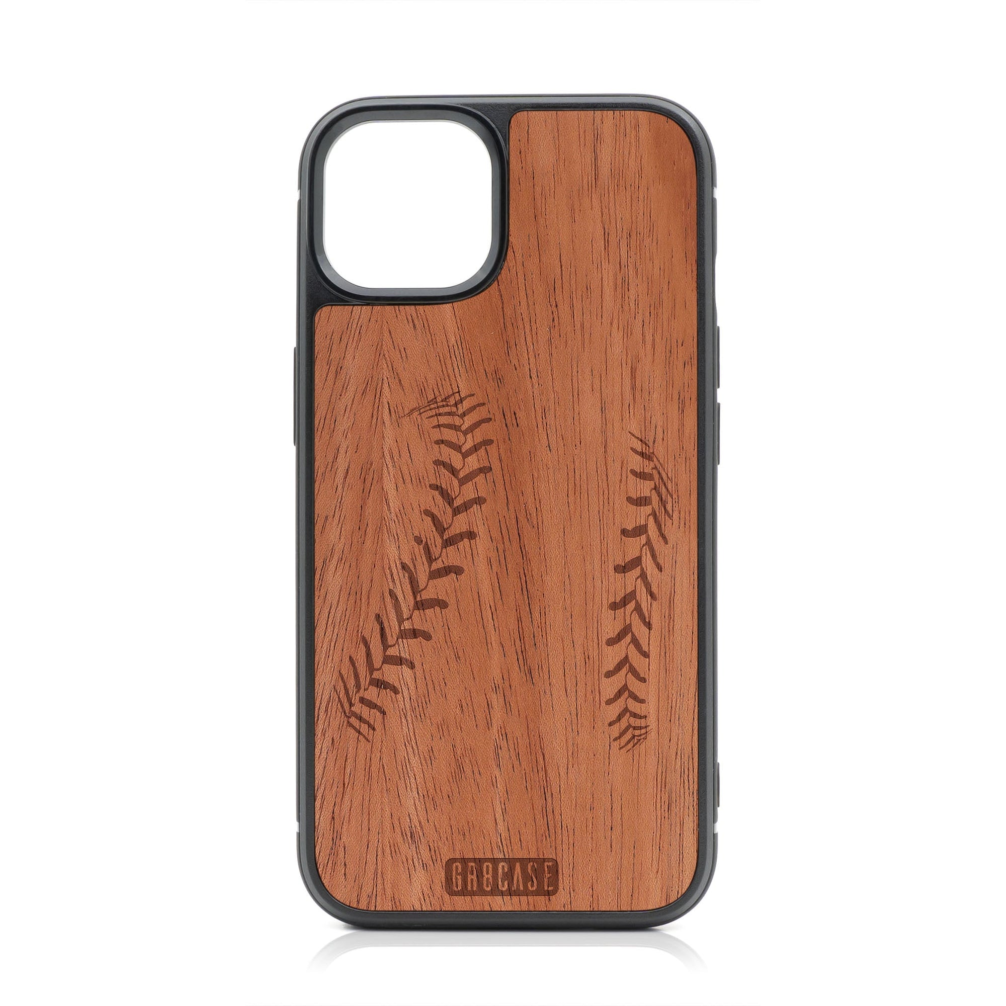 Baseball Stitches Design Wood Case For iPhone 14