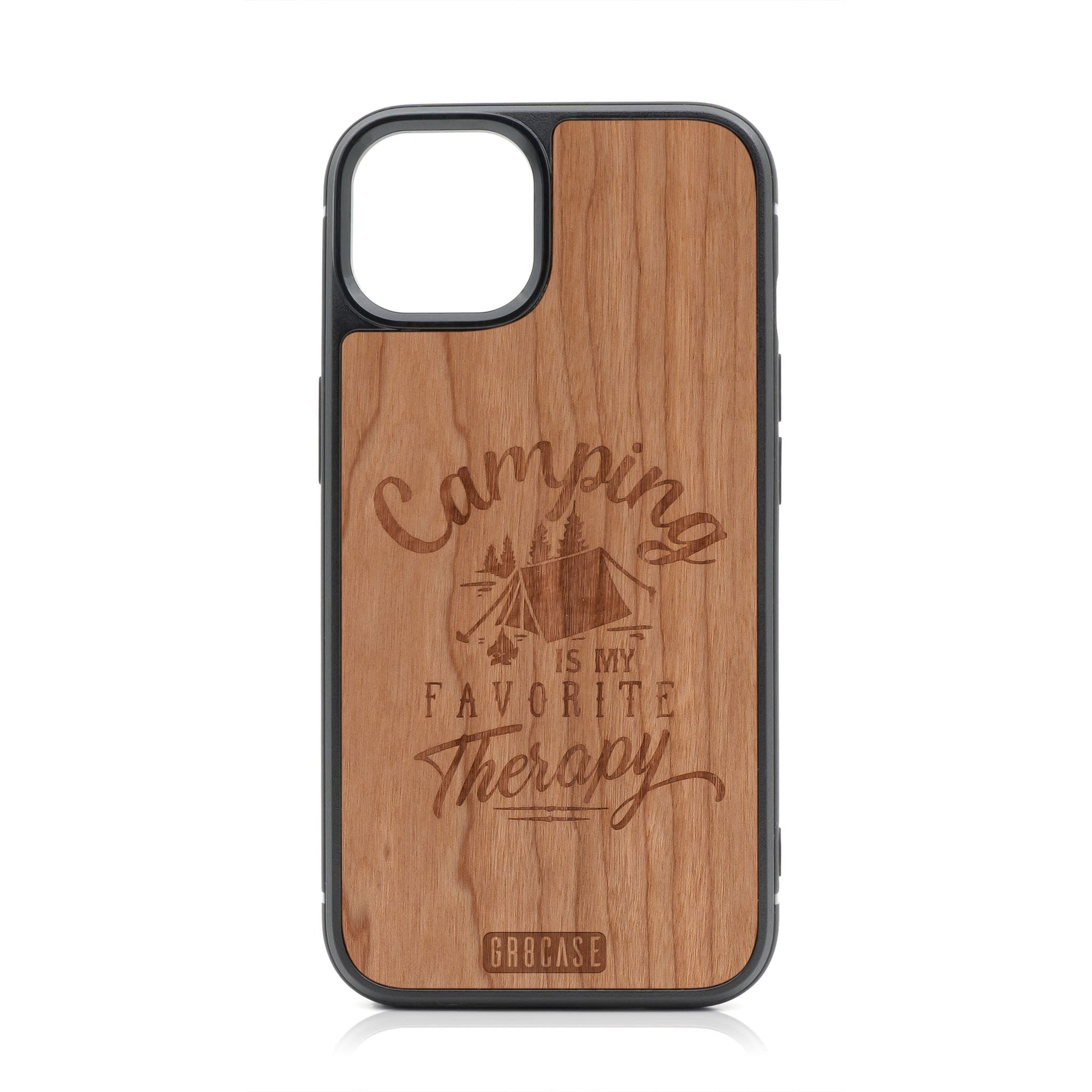 Camping Is My Favorite Therapy Design Wood Case For iPhone 14