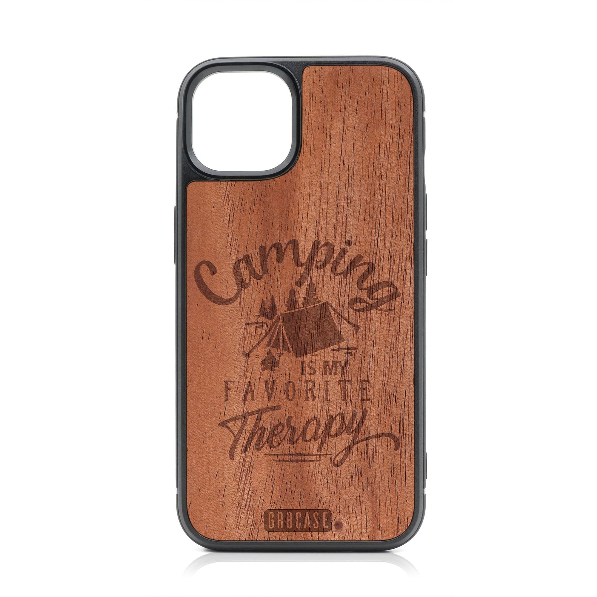 Camping Is My Favorite Therapy Design Wood Case For iPhone 15