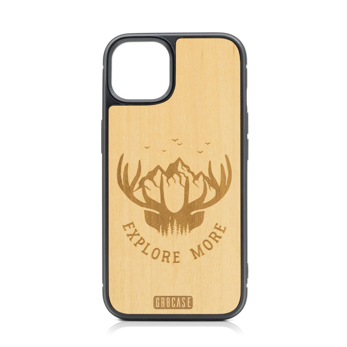 Explore More (Forest, Mountain &amp; Antlers) Design Wood Case For iPhone 14