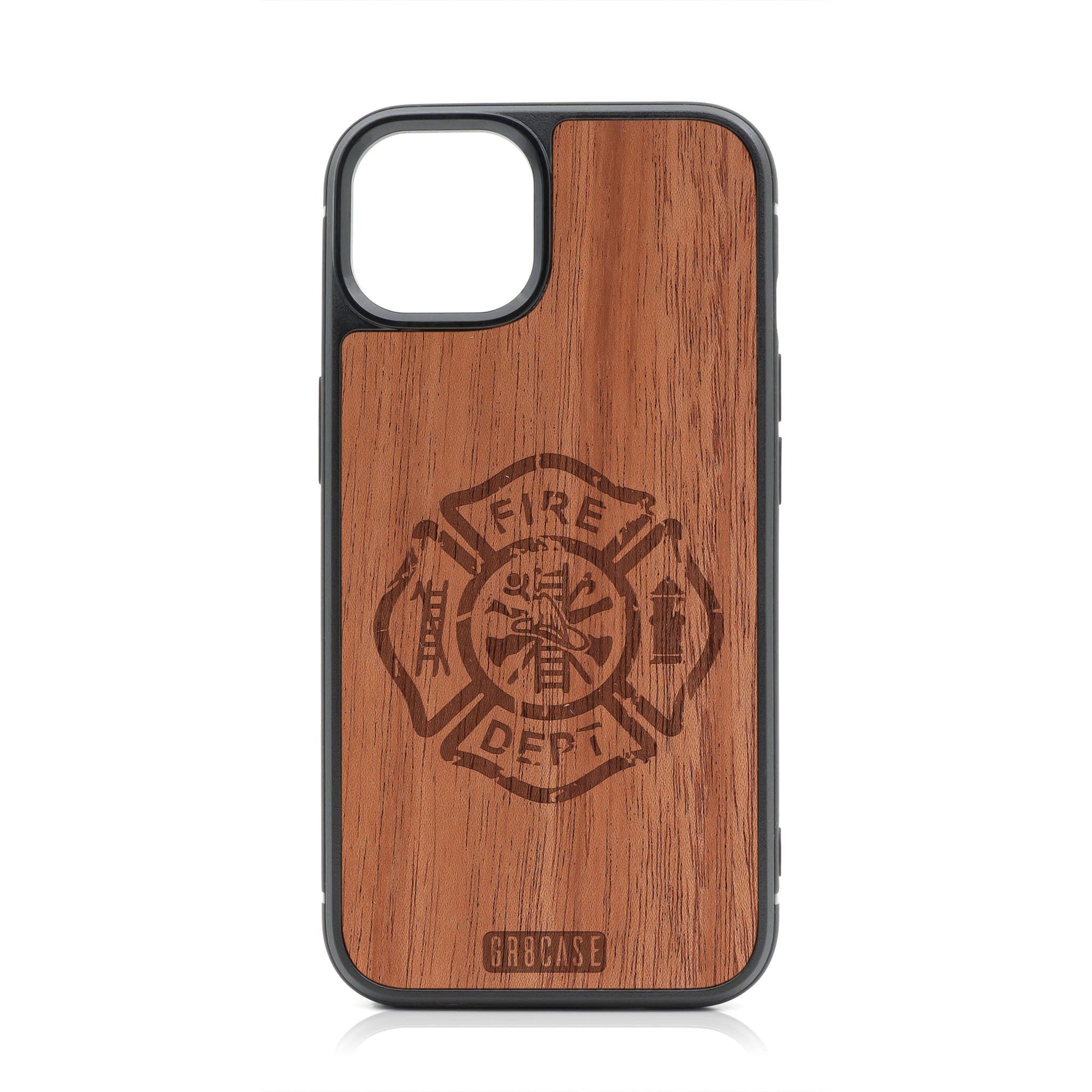 Fire Department Design Wood Case For iPhone 15