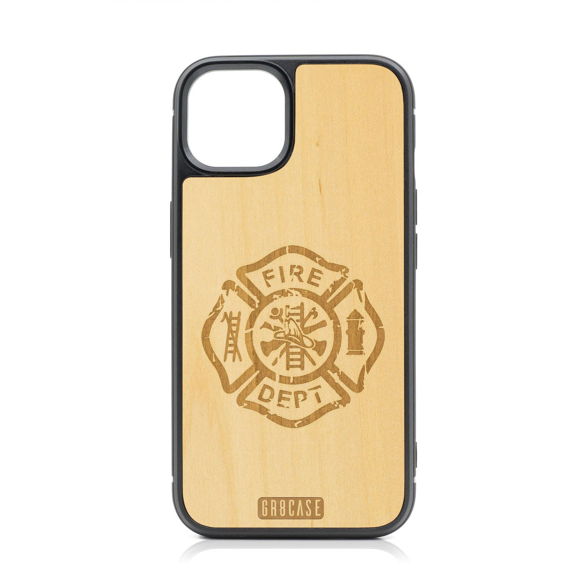 Fire Department Design Wood Case For iPhone 14