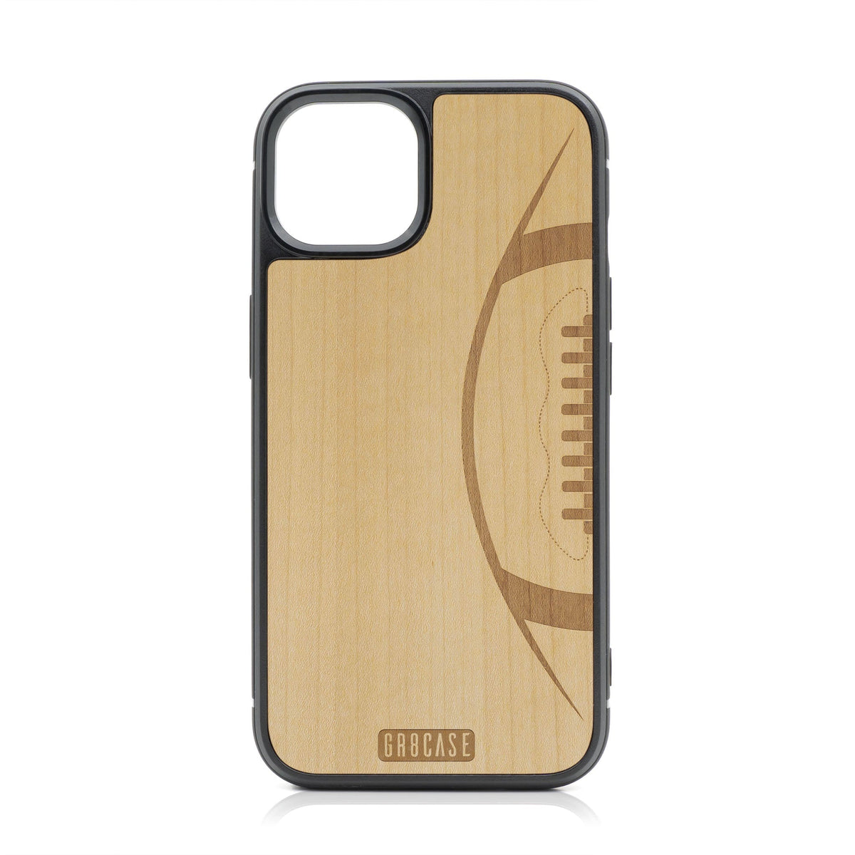 Football Design Wood Case For iPhone 15