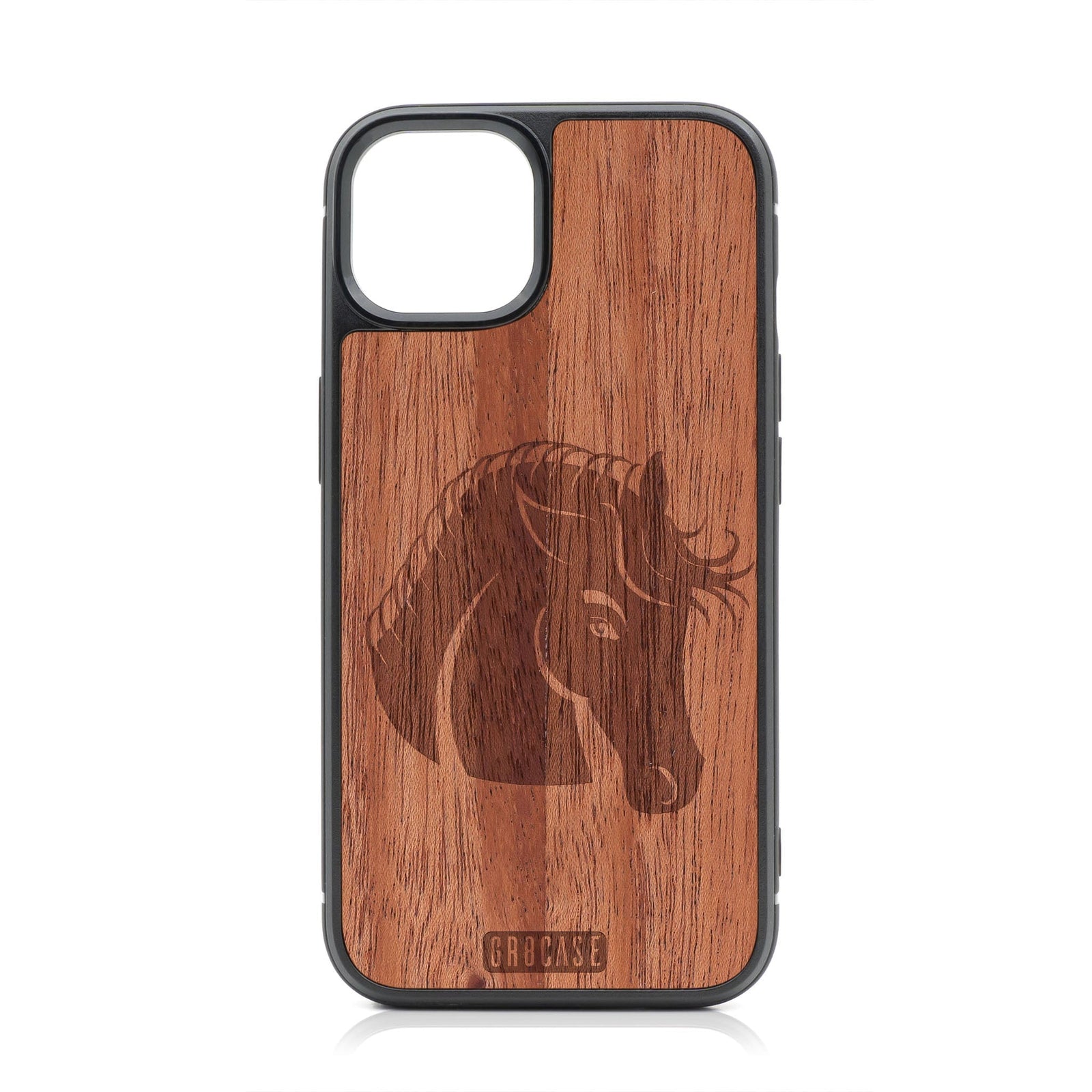 Horse Design Wood Case For iPhone 15