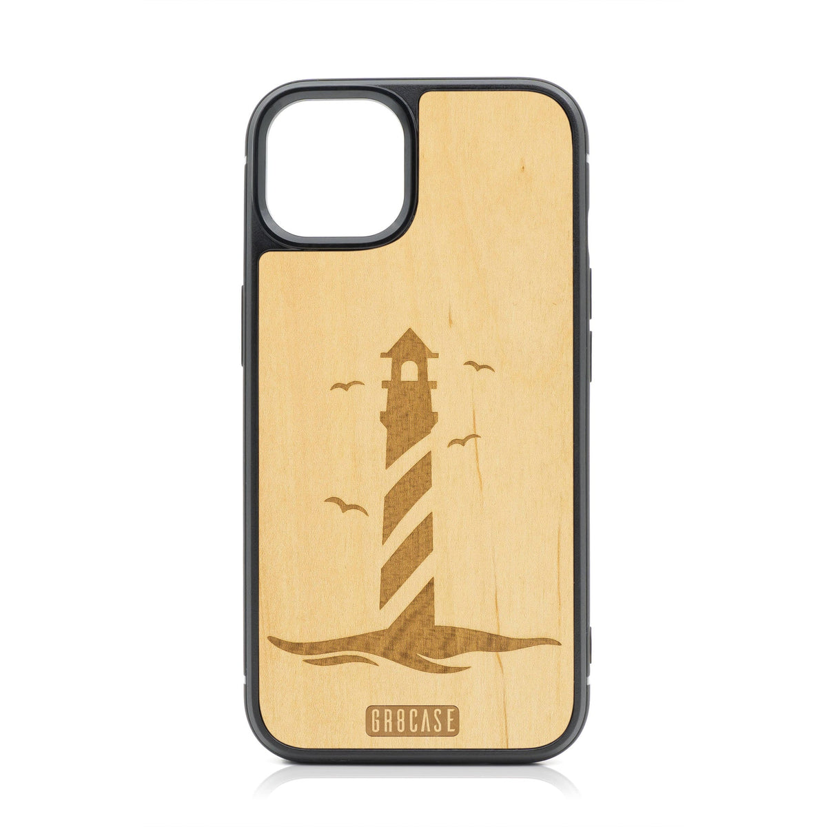 Lighthouse Design Wood Case For iPhone 14