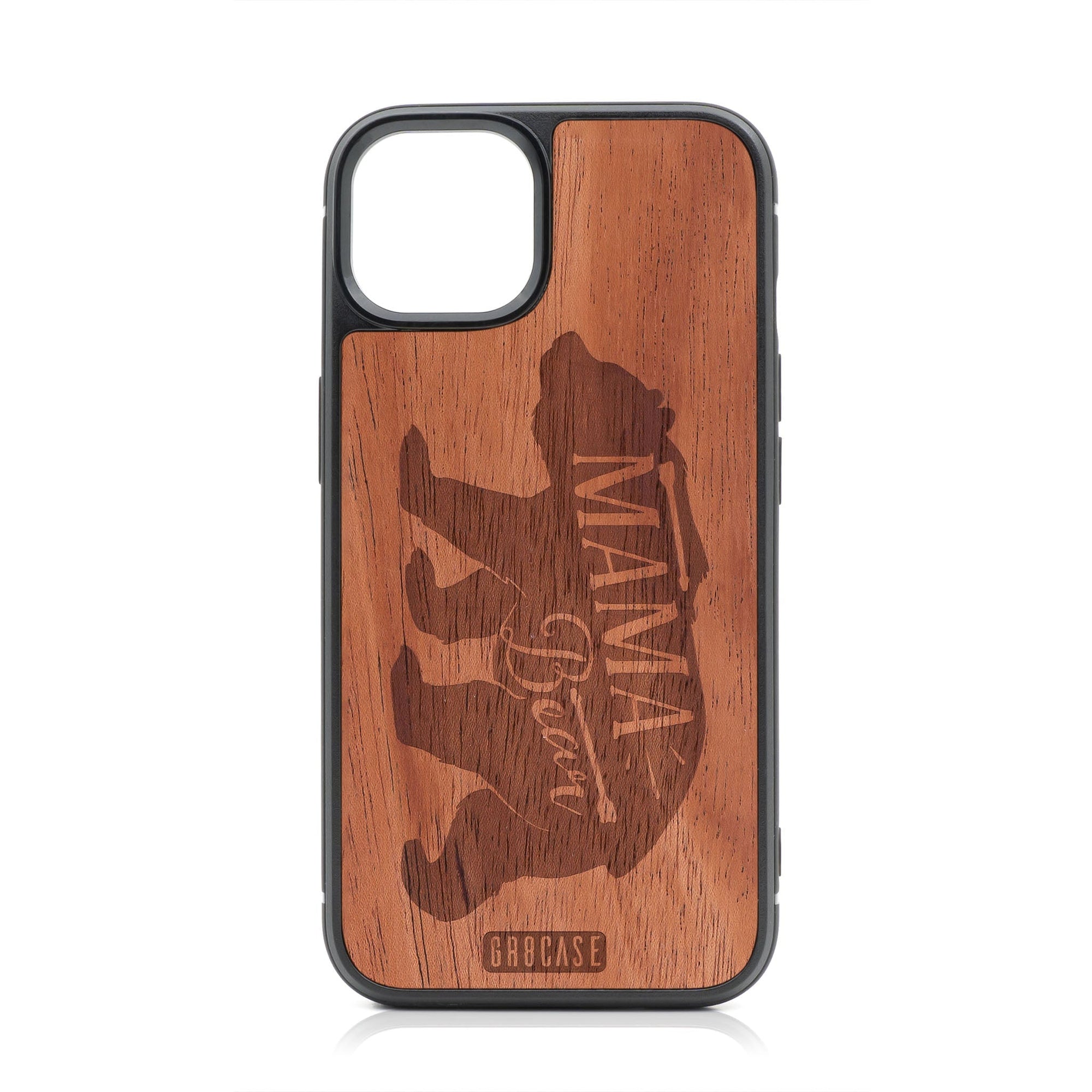 Mama Bear Design Wood Case For iPhone 15