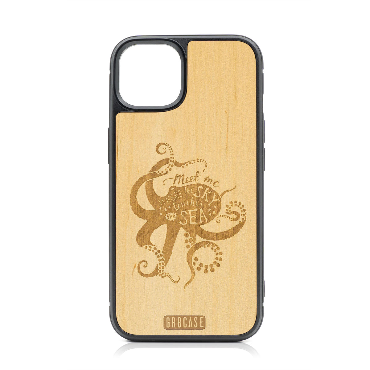 Meet Me Where The Sky Touches The Sea (Octopus) Design Wood Case For iPhone 13
