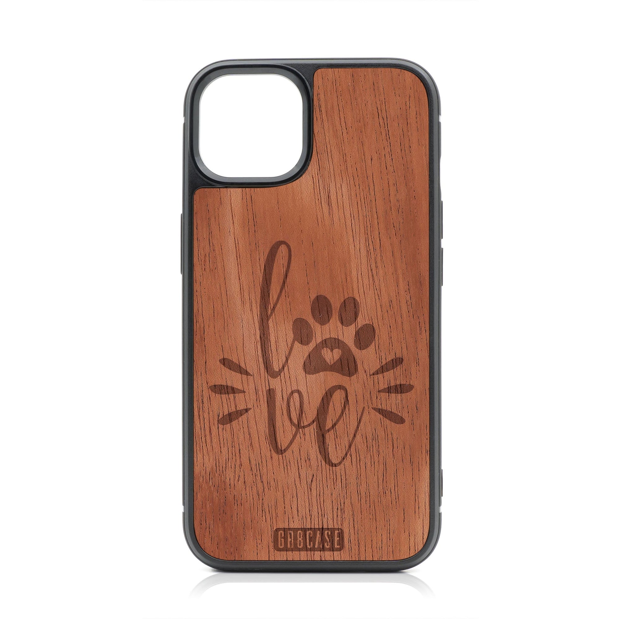 Paw Love Design Wood Case For iPhone 14