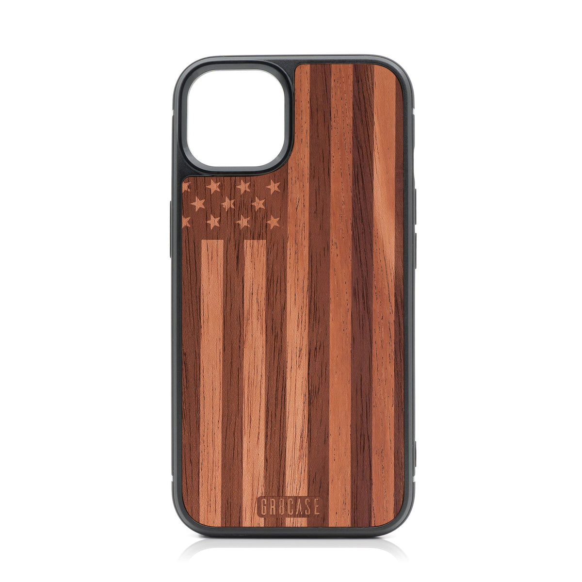 USA Flag Design Wood Case For iPhone 15