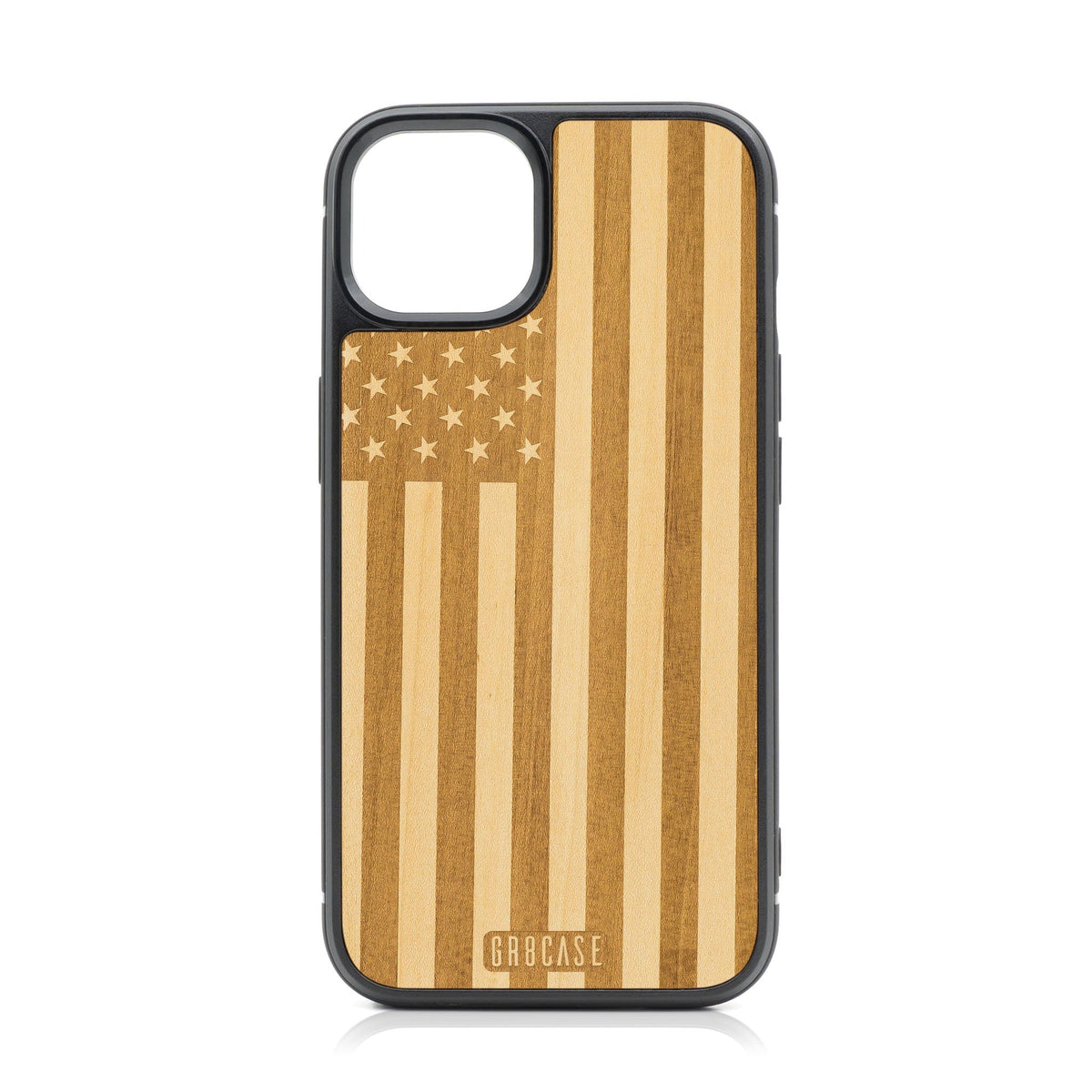 USA Flag Design Wood Case For iPhone 15