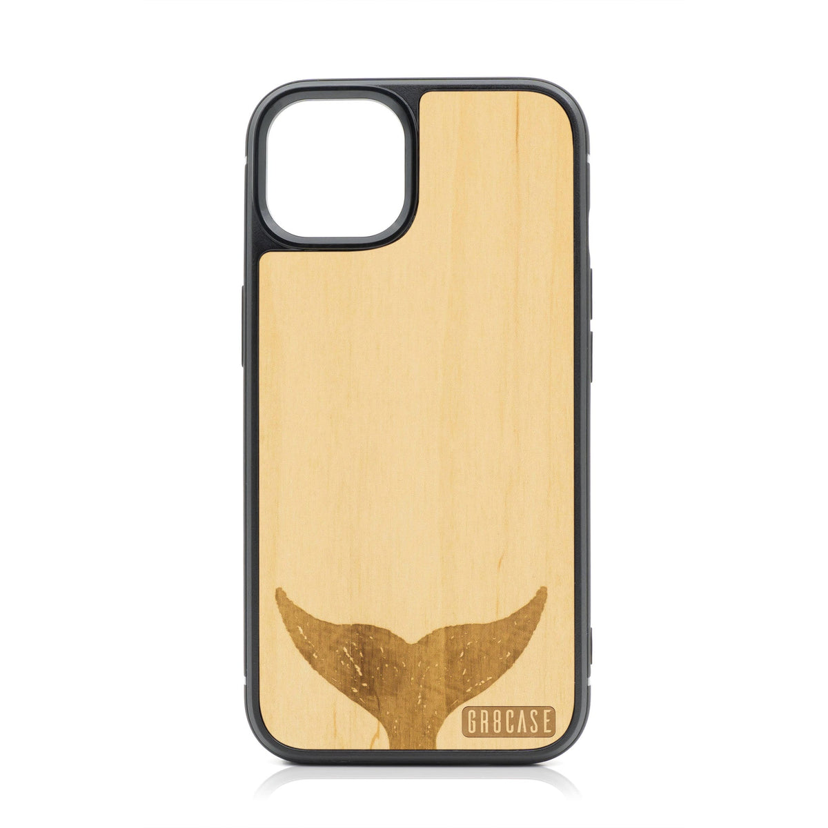 Whale Tail Design Wood Case For iPhone 14