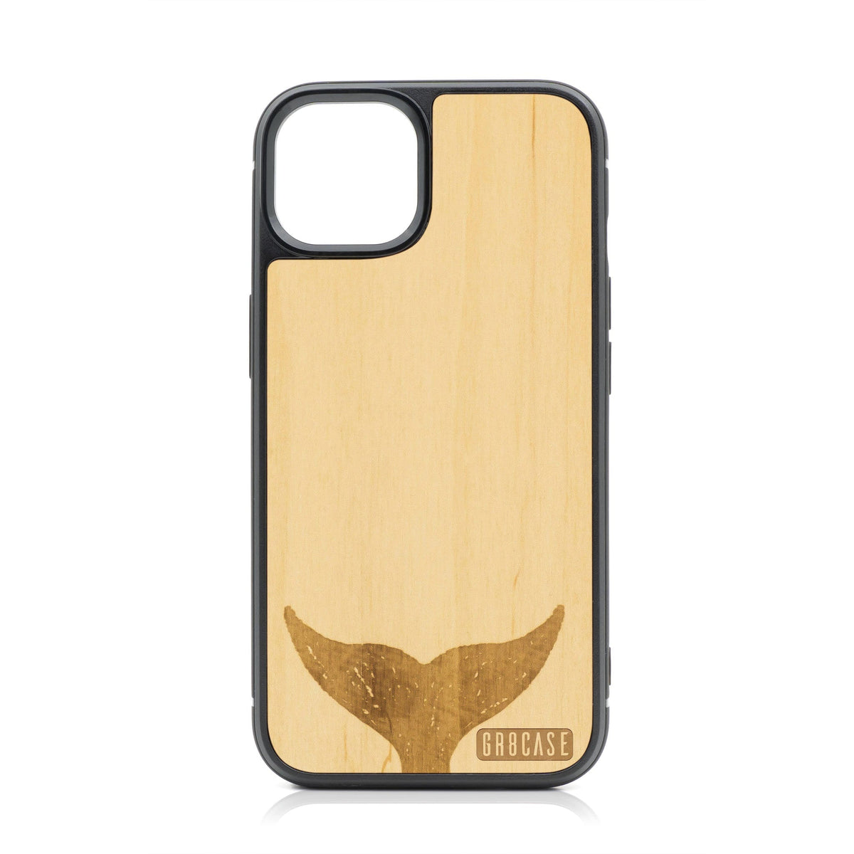 Whale Tail Design Wood Case For iPhone 15
