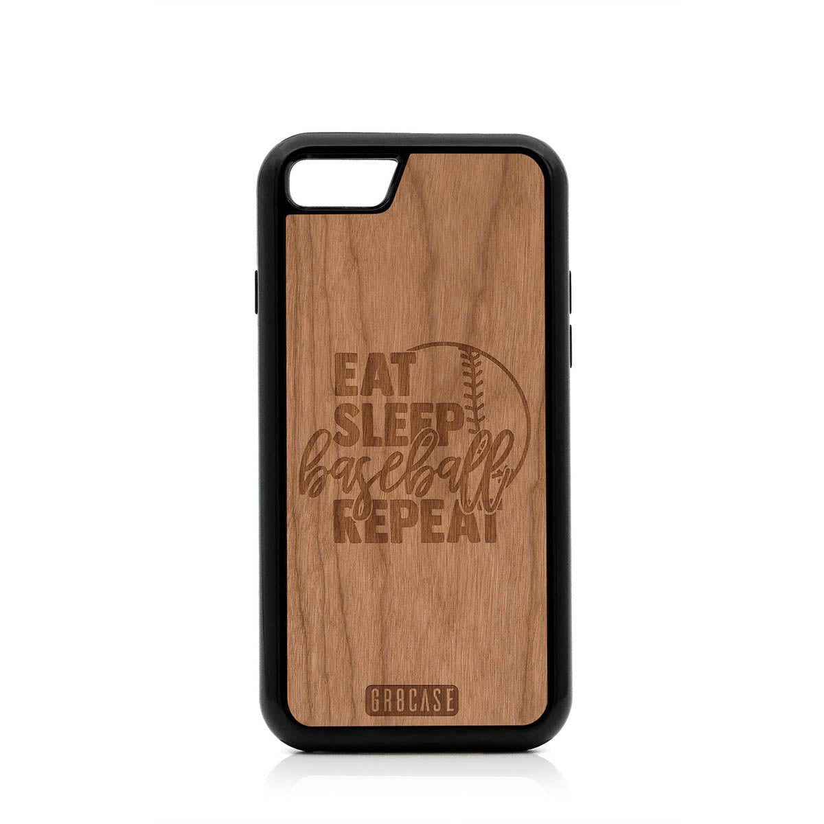 Eat Sleep Baseball Repeat Design Wood Case For iPhone 7/8