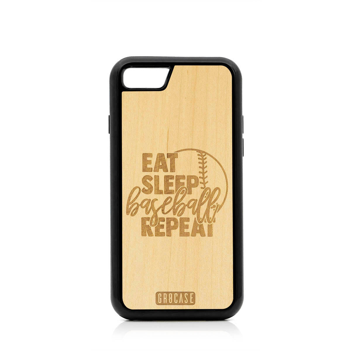 Eat Sleep Baseball Repeat Design Wood Case For iPhone 7/8