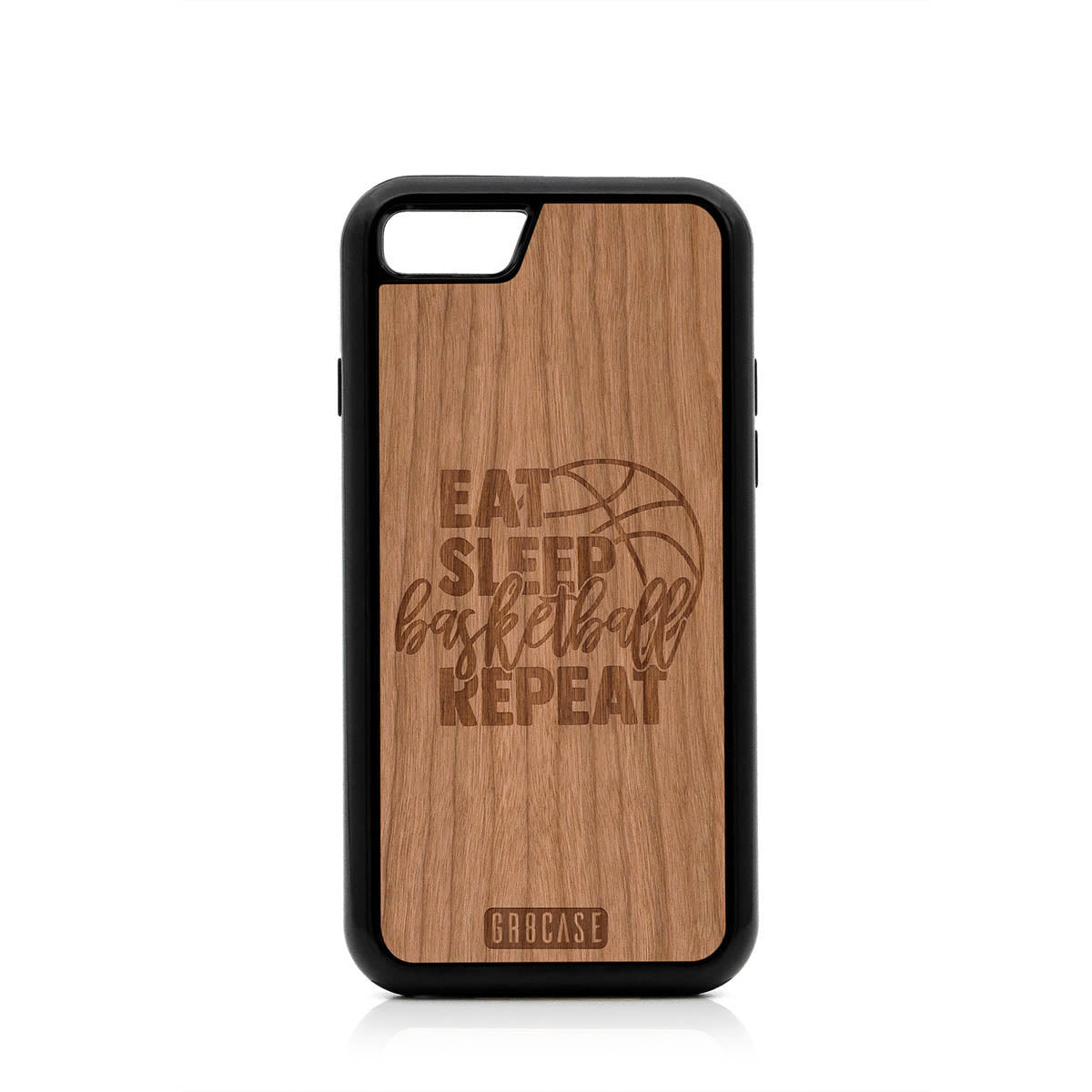 Eat Sleep Basketball Repeat Design Wood Case For iPhone SE 2020