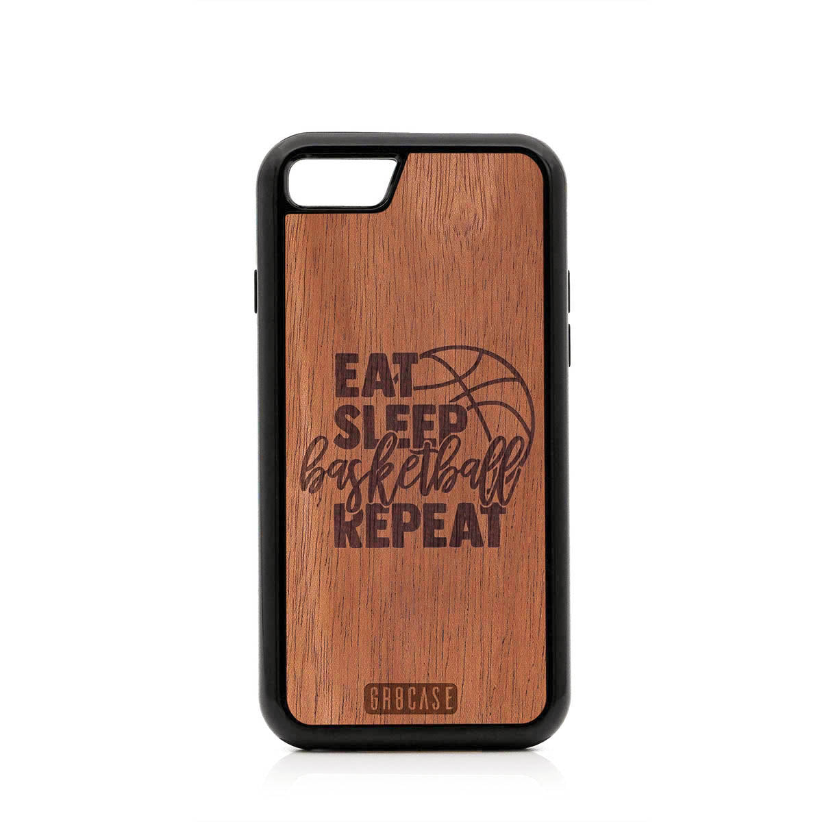 Eat Sleep Basketball Repeat Design Wood Case For iPhone SE 2020