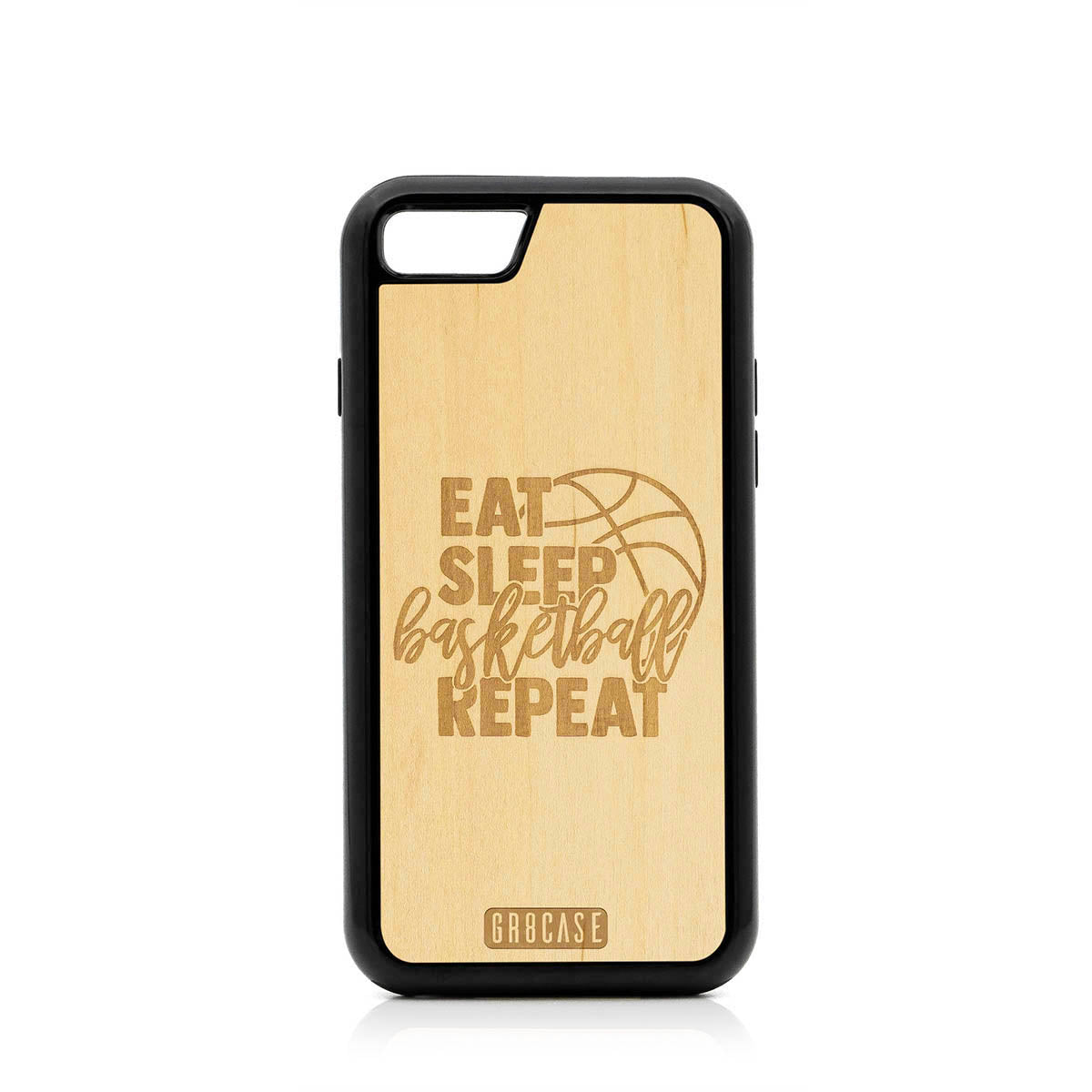 Eat Sleep Basketball Repeat Design Wood Case For iPhone 7/8