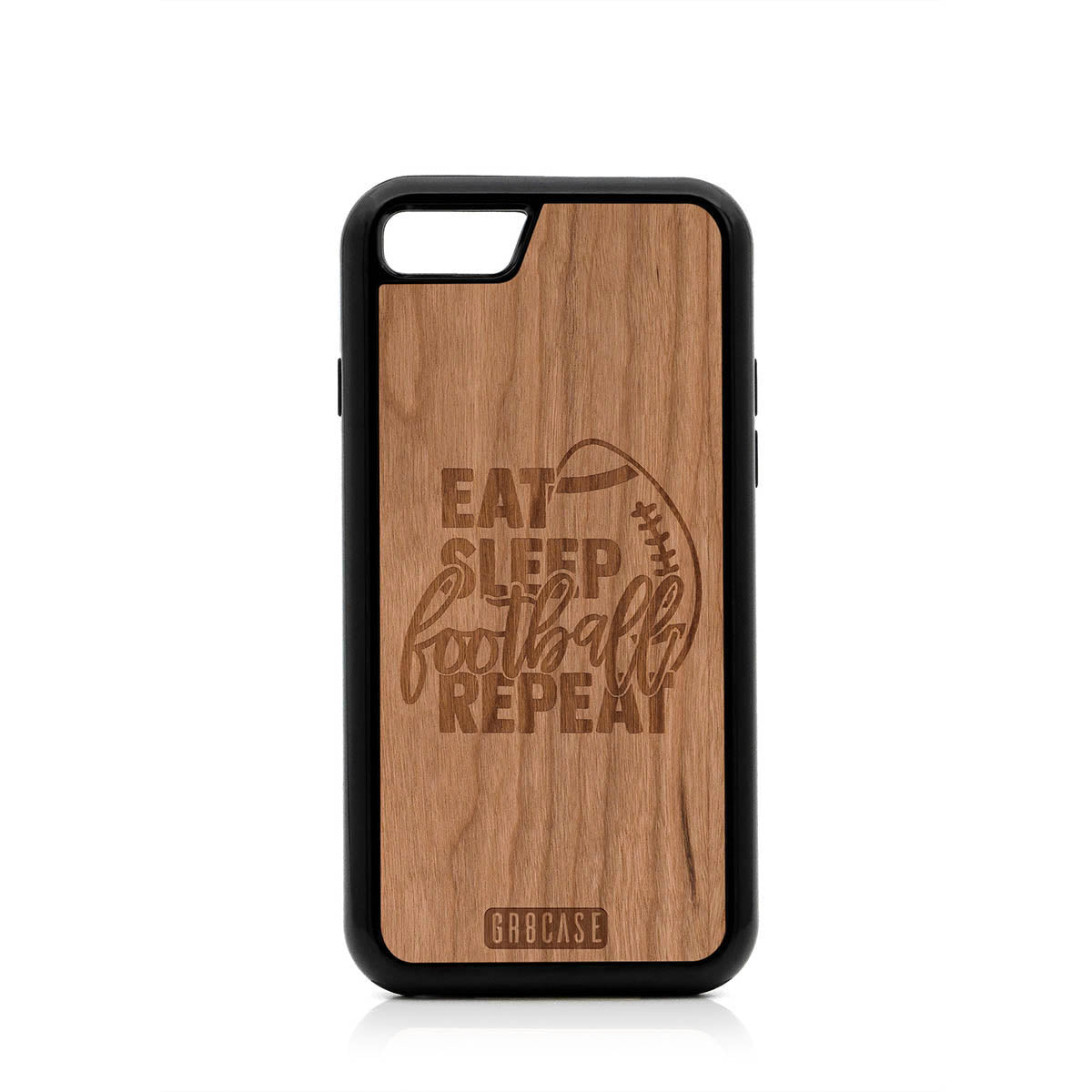 Eat Sleep Football Repeat Design Wood Case For iPhone 7/8
