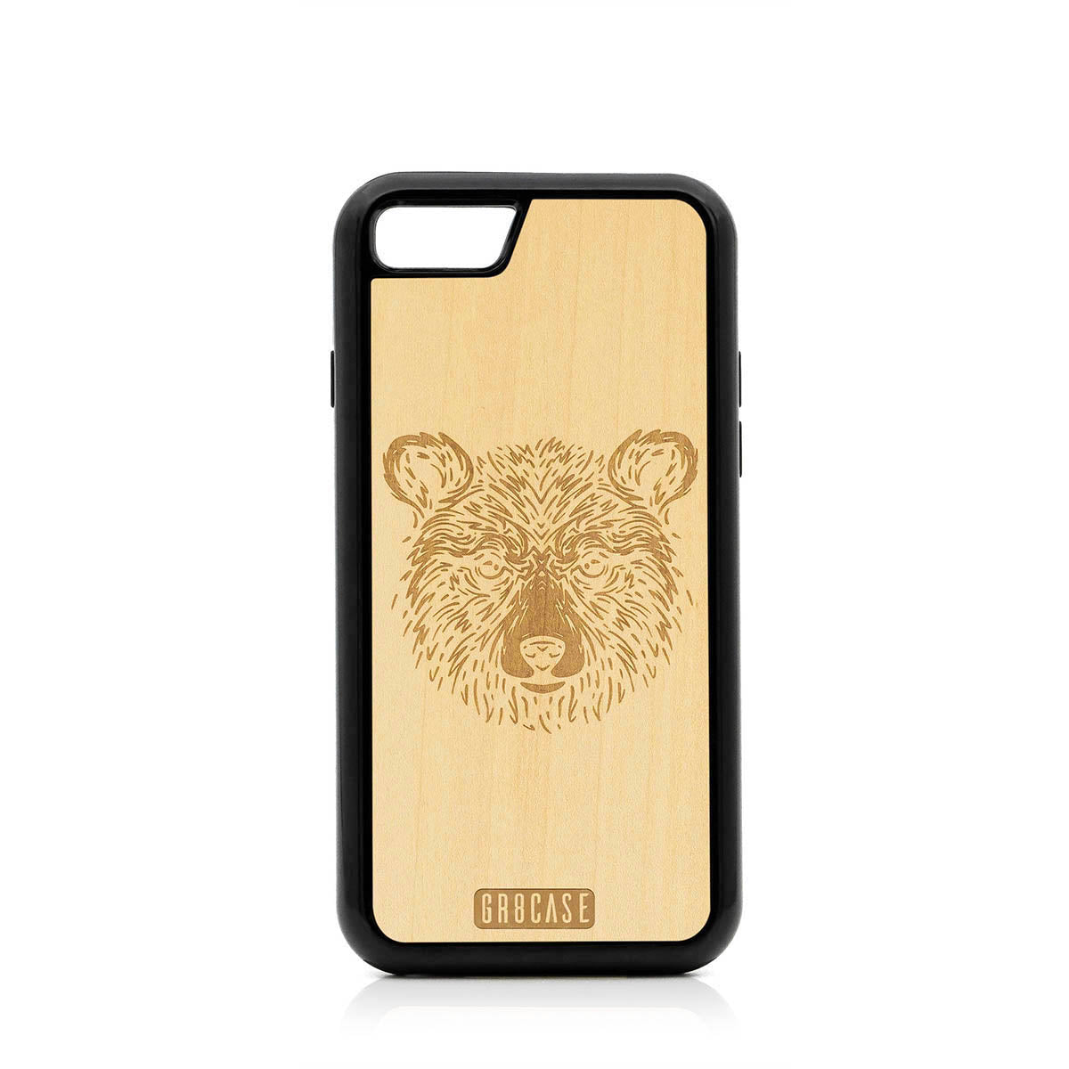 Furry Bear Design Wood Case For iPhone 7/8