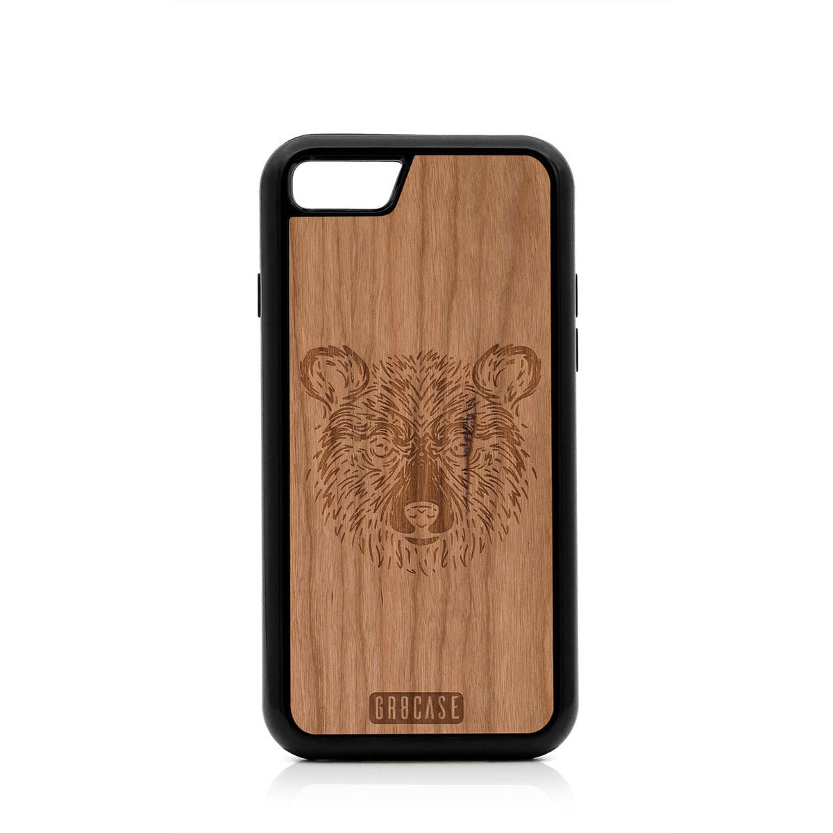 Furry Bear Design Wood Case For iPhone 7/8