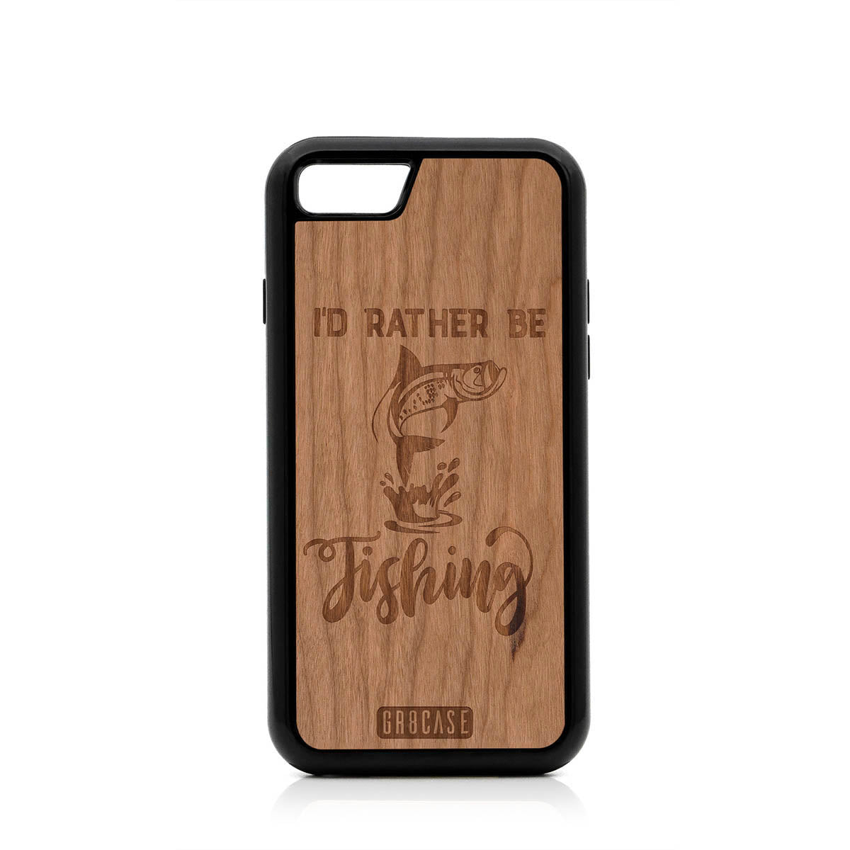 I&#39;D Rather Be Fishing Design Wood Case For iPhone 7/8