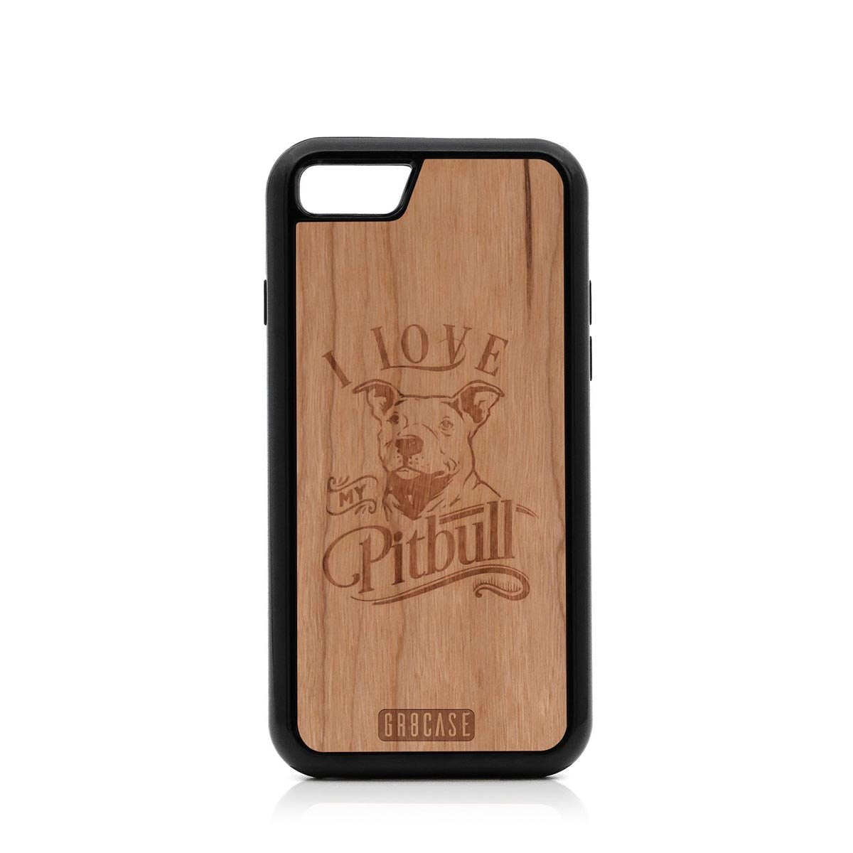 I Love My Pitbull Design Wood Case For iPhone SE 2020 by GR8CASE