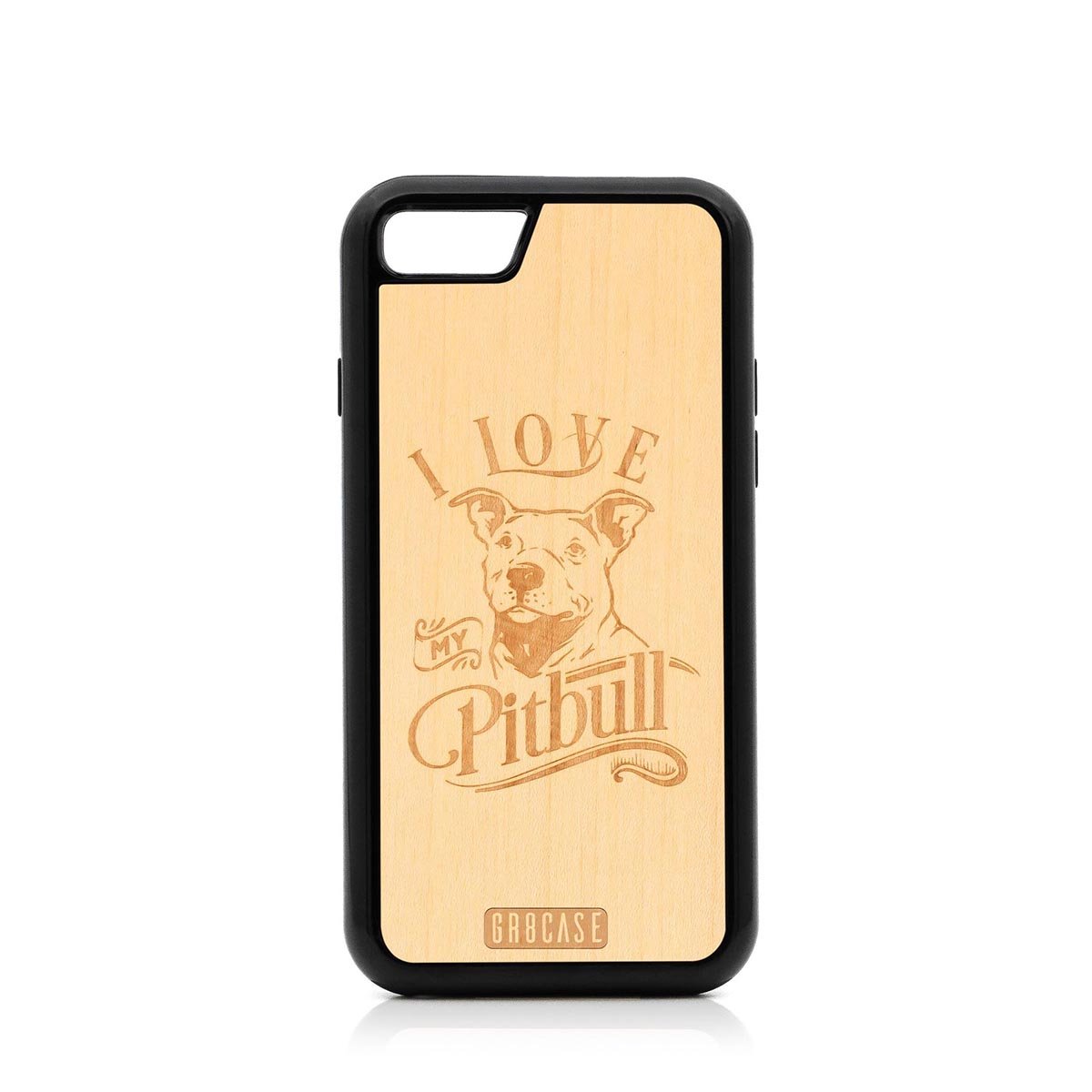 I Love My Pitbull Design Wood Case For iPhone SE 2020 by GR8CASE