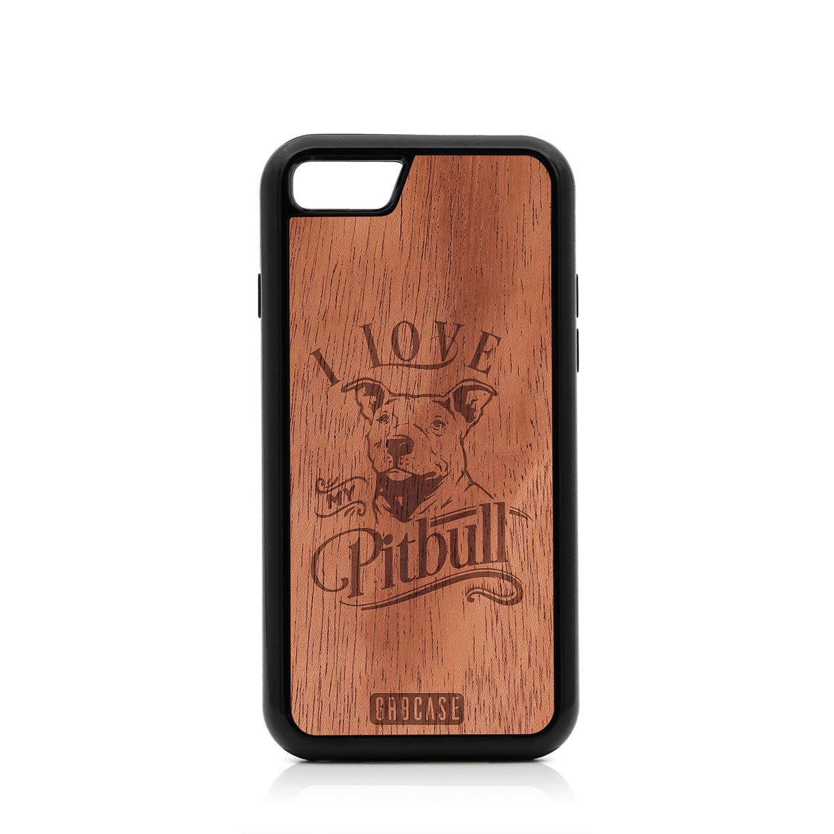 I Love My Pitbull Design Wood Case For iPhone 7/8 by GR8CASE