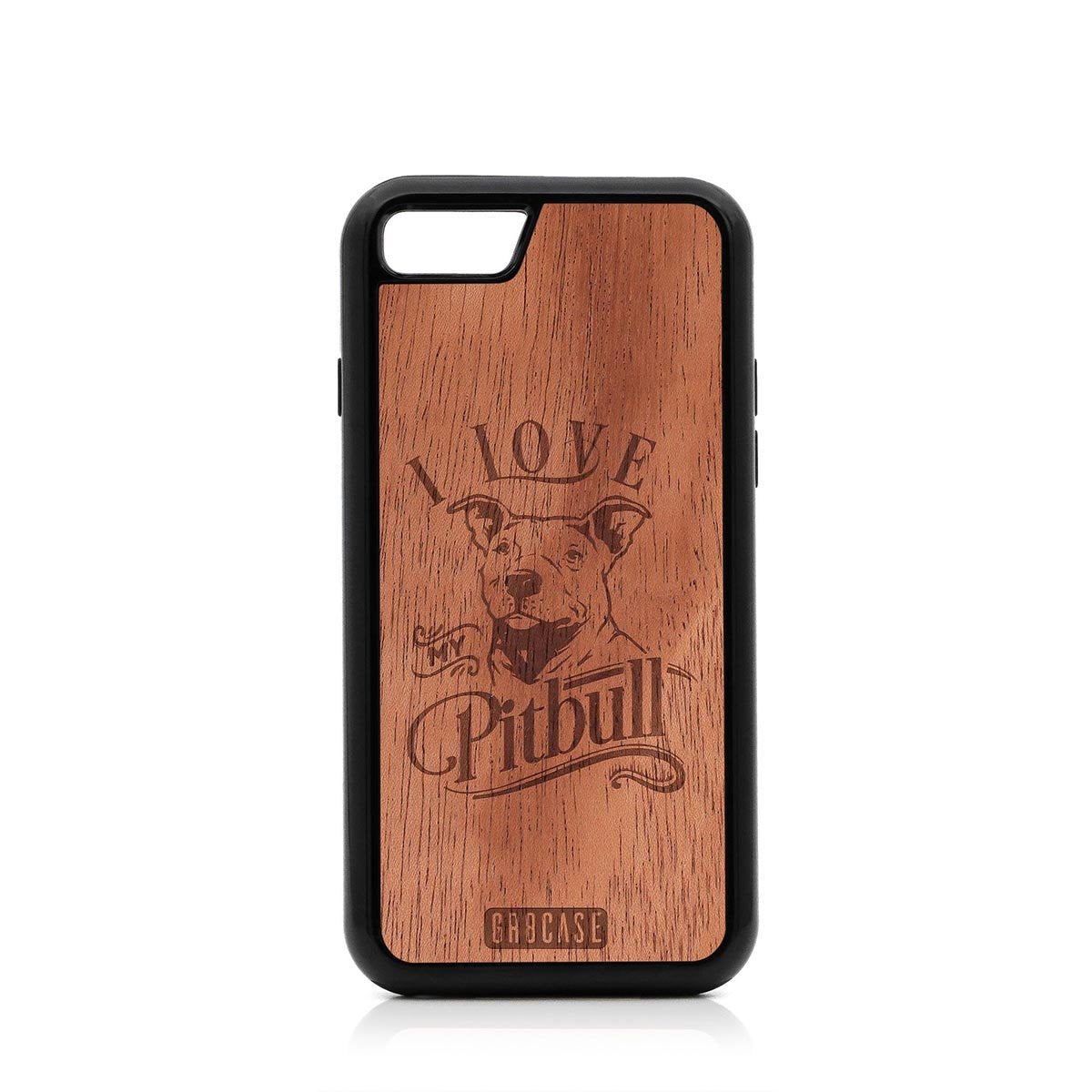 I Love My Pitbull Design Wood Case For iPhone SE 2020 by GR8CASE