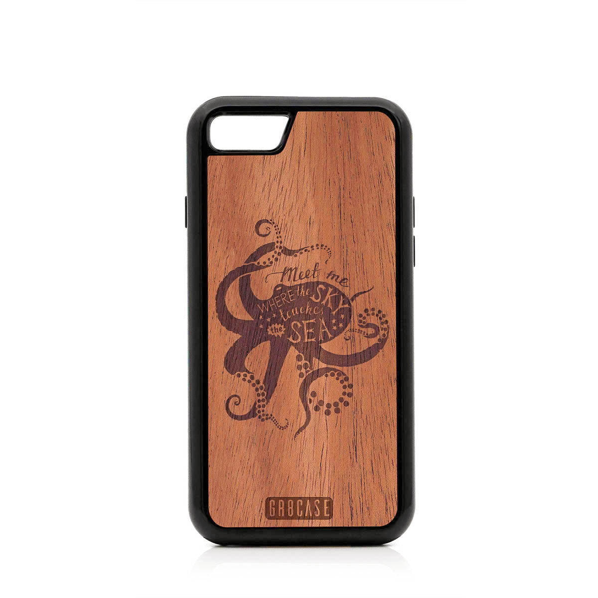 Meet Me Where The Sky Touches The Sea (Octopus) Design Wood Case For iPhone 7/8