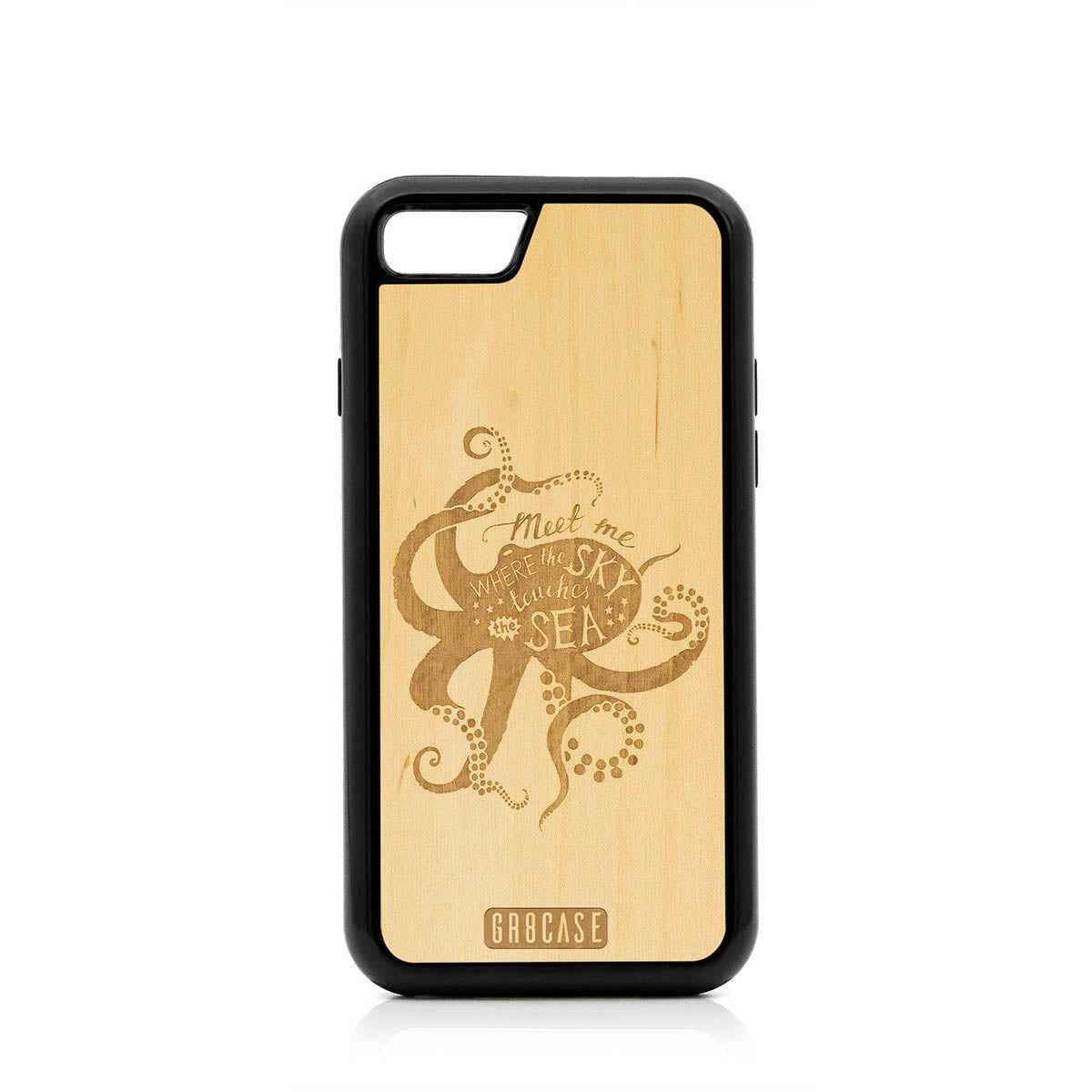 Meet Me Where The Sky Touches The Sea (Octopus) Design Wood Case For iPhone 7/8