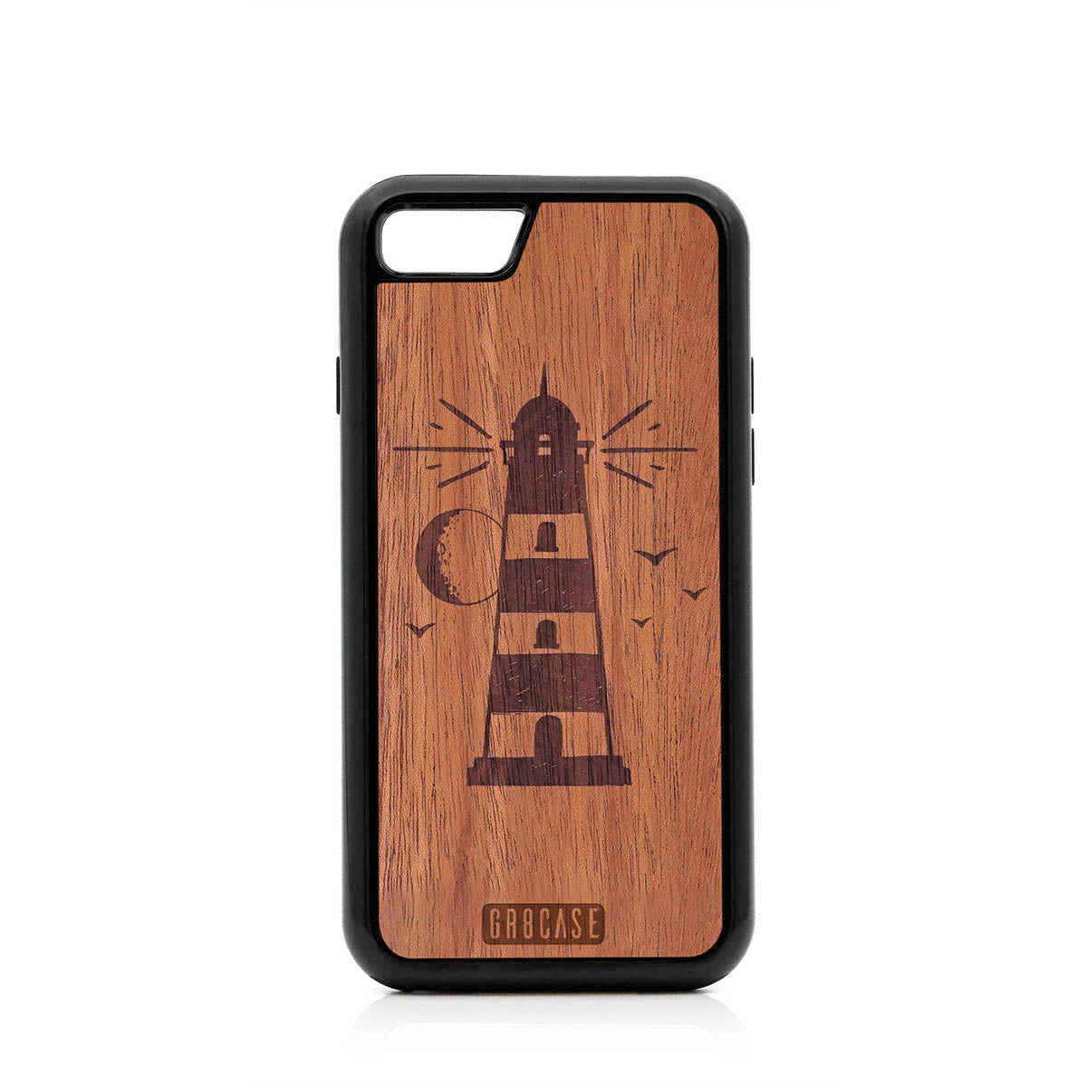 Midnight Lighthouse Design Wood Case For iPhone 7/8