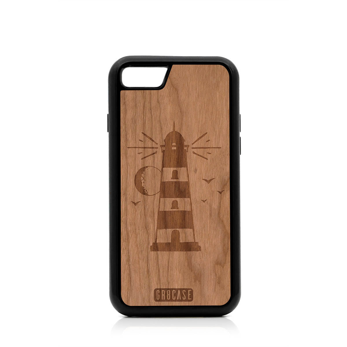 Midnight Lighthouse Design Wood Case For iPhone 7/8
