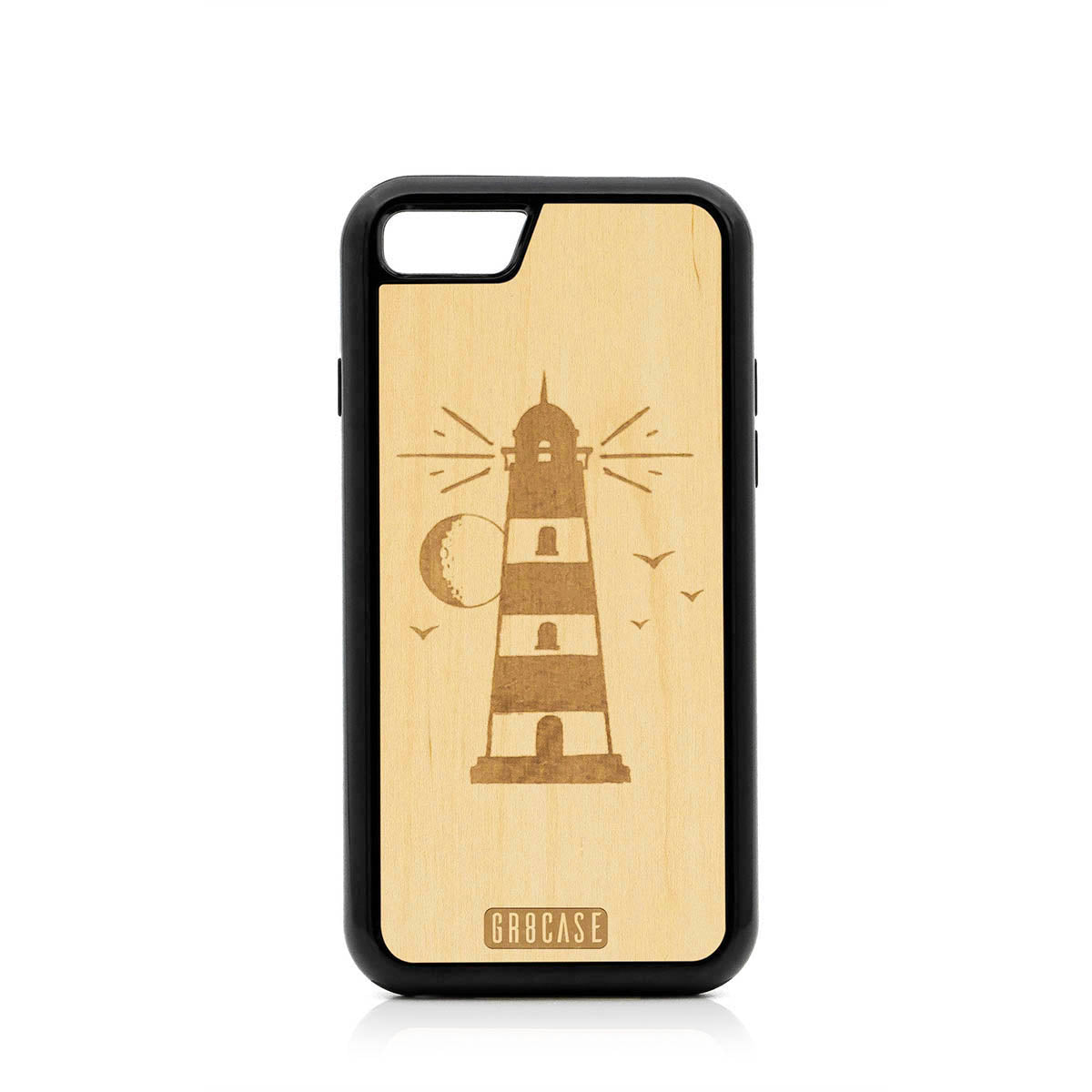 Midnight Lighthouse Design Wood Case For iPhone 7/8