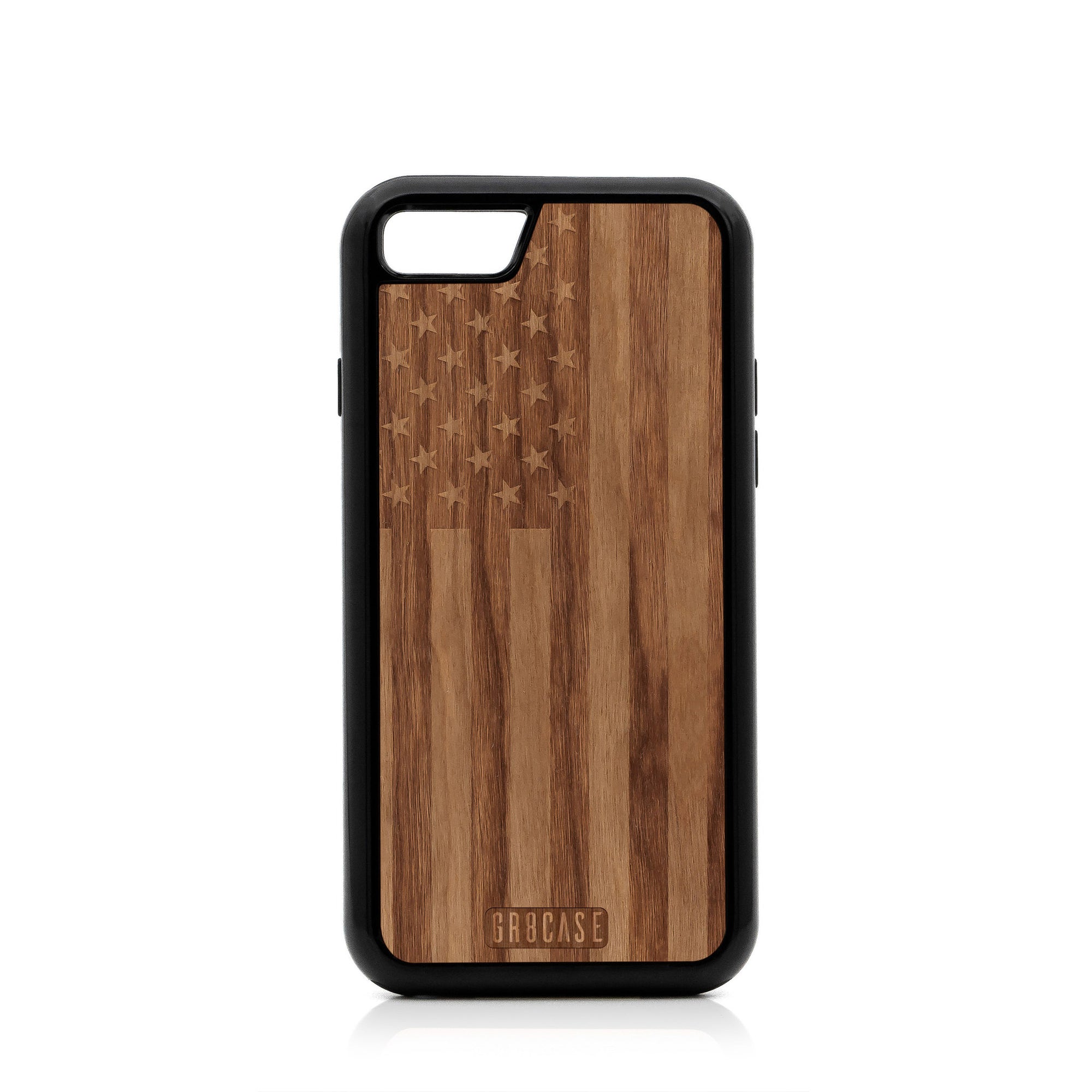 USA Flag Design Wood Case For iPhone SE 2020