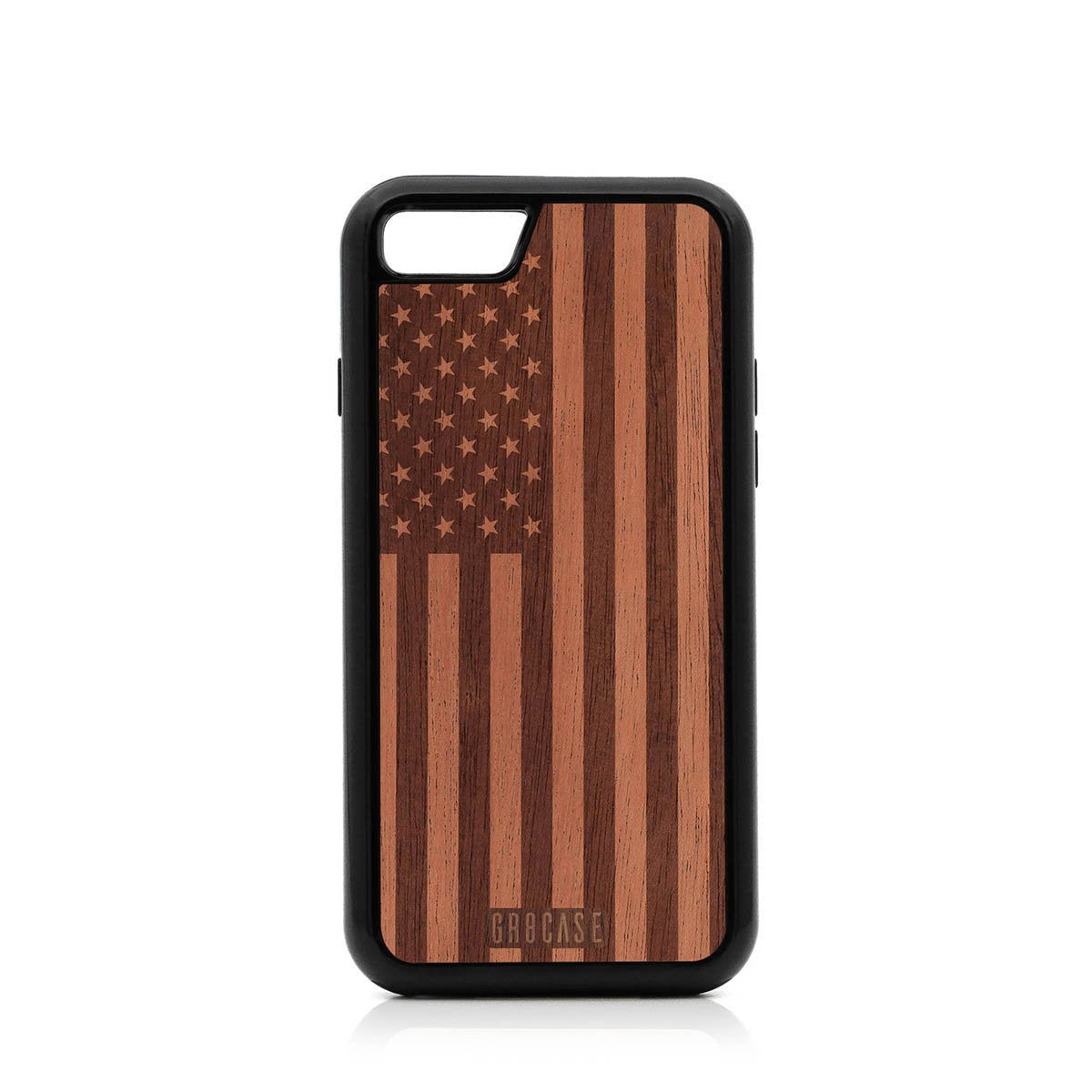 USA Flag Design Wood Case For iPhone SE 2020