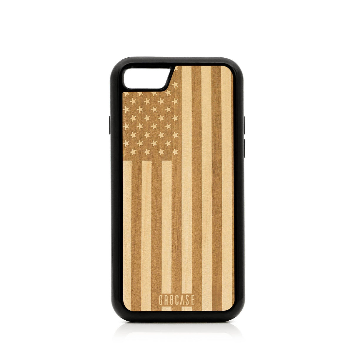 USA Flag Design Wood Case For iPhone SE 2020