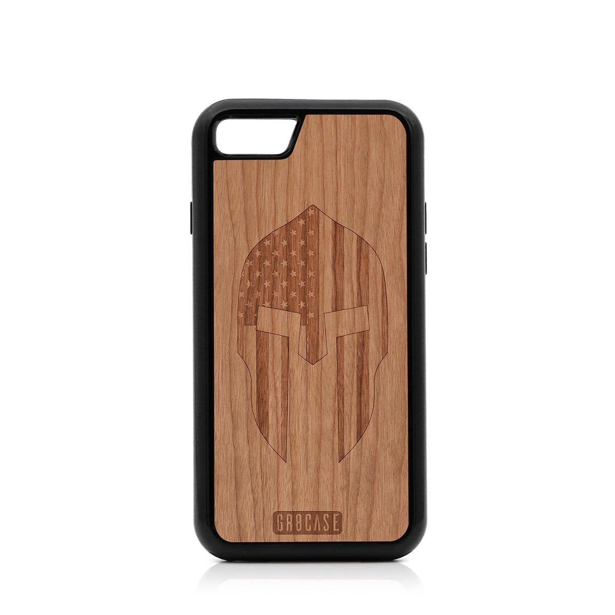 USA Spartan Helmet Design Wood Case For iPhone SE 2020
