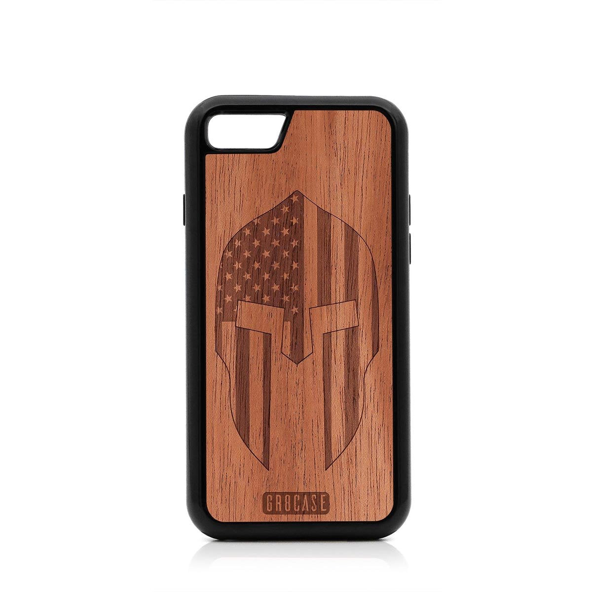 USA Spartan Helmet Design Wood Case For iPhone SE 2020