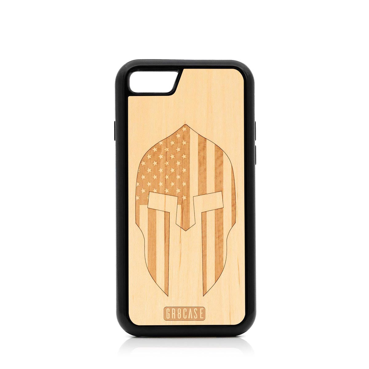 USA Spartan Helmet Design Wood Case For iPhone 7/8