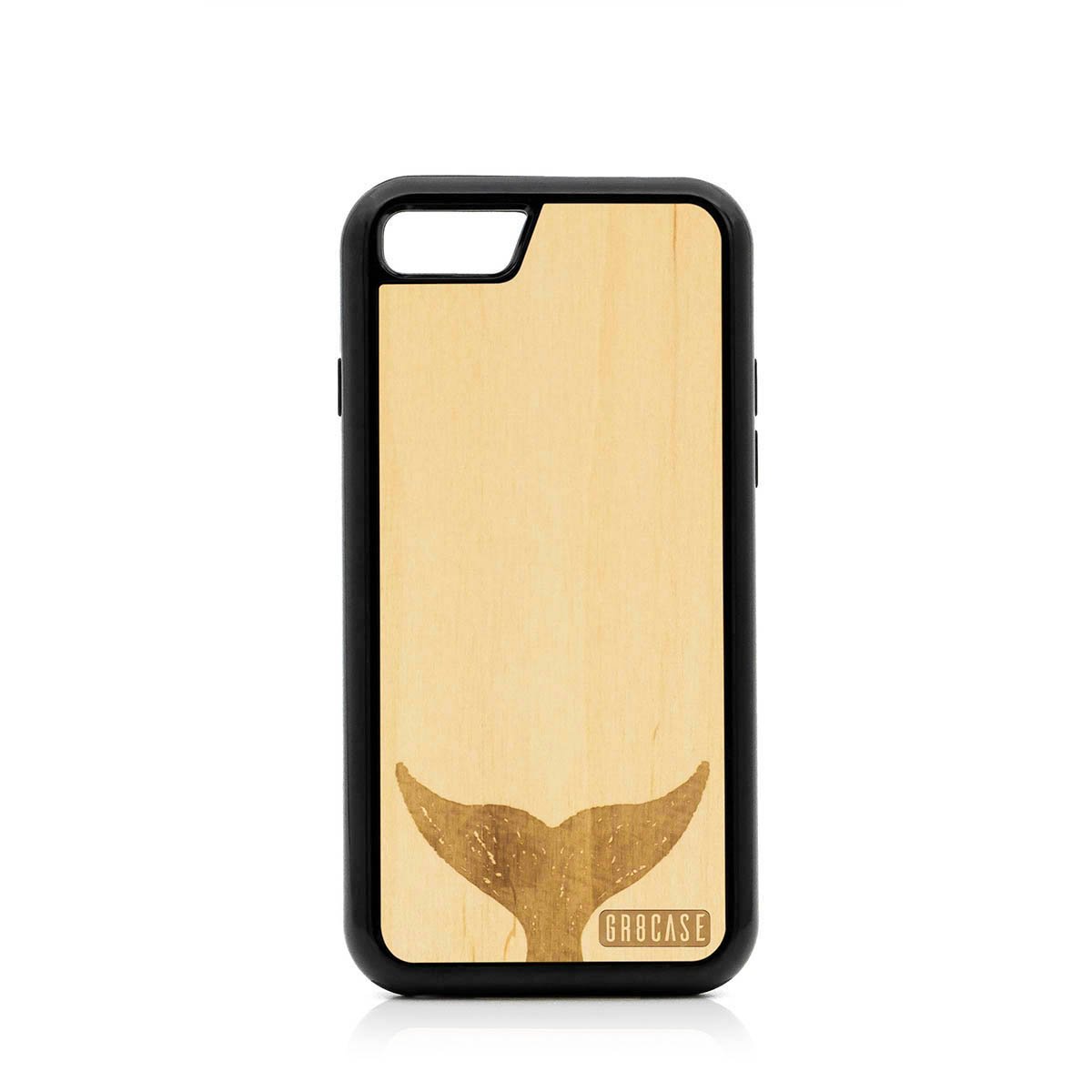 Whale Tail Design Wood Case For iPhone SE 2020