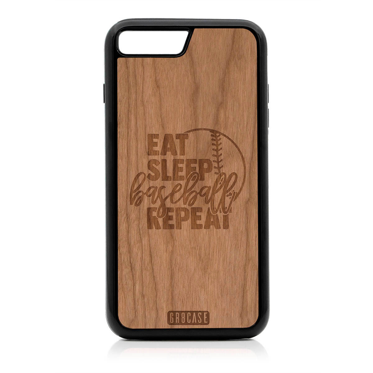 Eat Sleep Baseball Repeat Design Wood Case For iPhone 7 Plus / 8 Plus