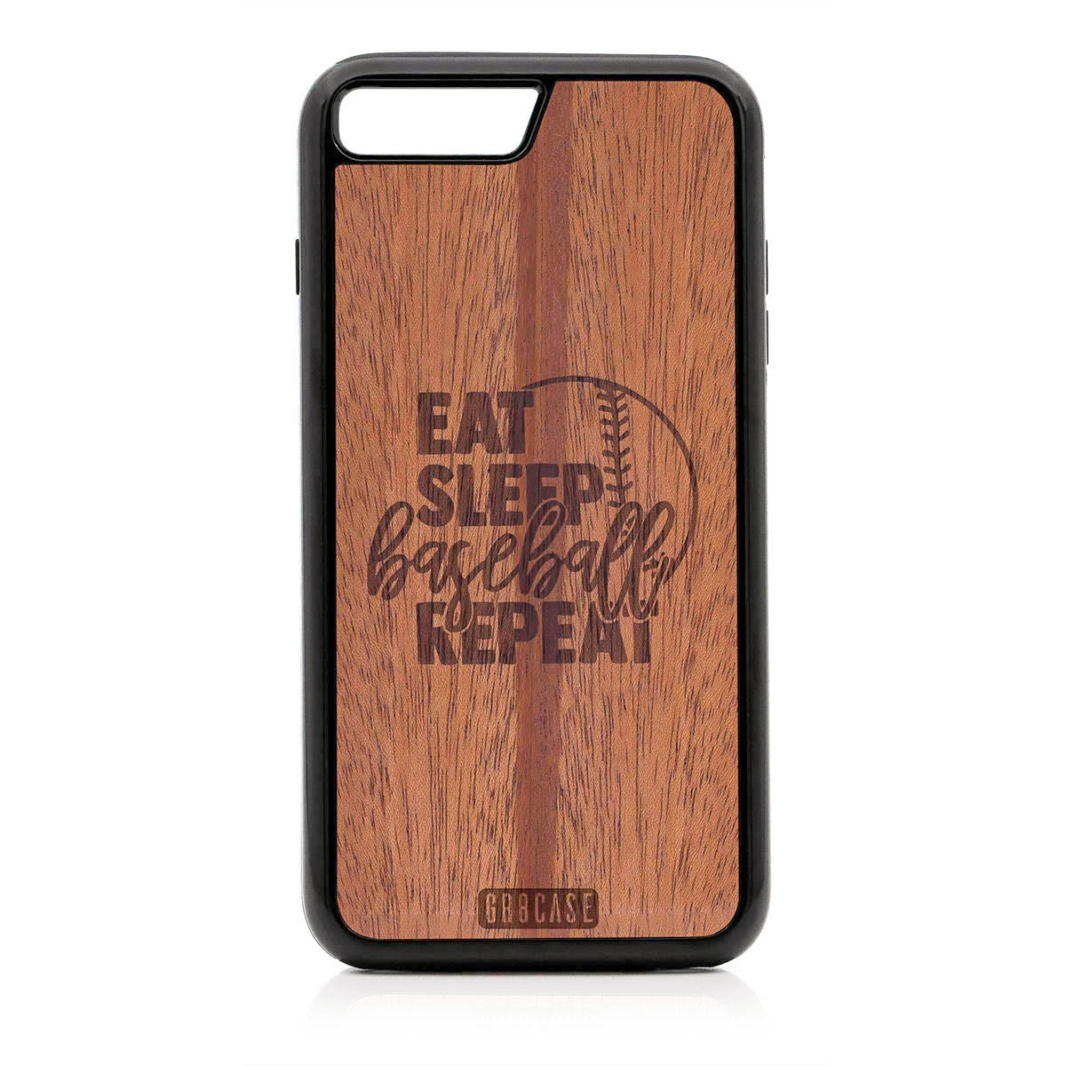 Eat Sleep Baseball Repeat Design Wood Case For iPhone 7 Plus / 8 Plus