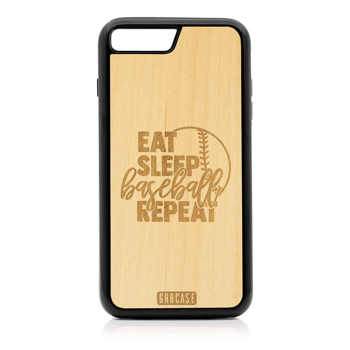 Eat Sleep Baseball Repeat Design Wood Case For iPhone 7 Plus / 8 Plus