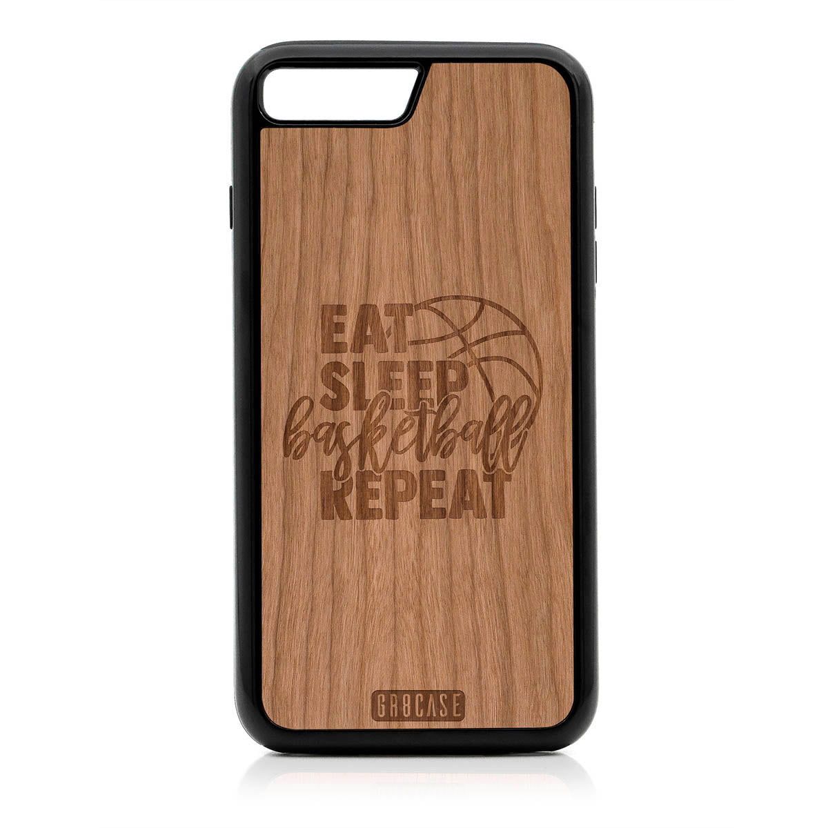Eat Sleep Basketball Repeat Design Wood Case For iPhone 7 Plus / 8 Plus