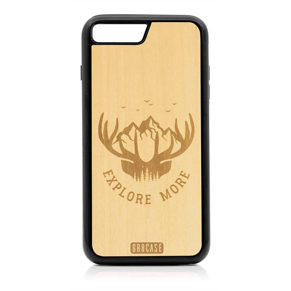 Explore More (Forest, Mountains &amp; Antlers) Design Wood Case For iPhone 7 Plus / 8 Plus by GR8CASE