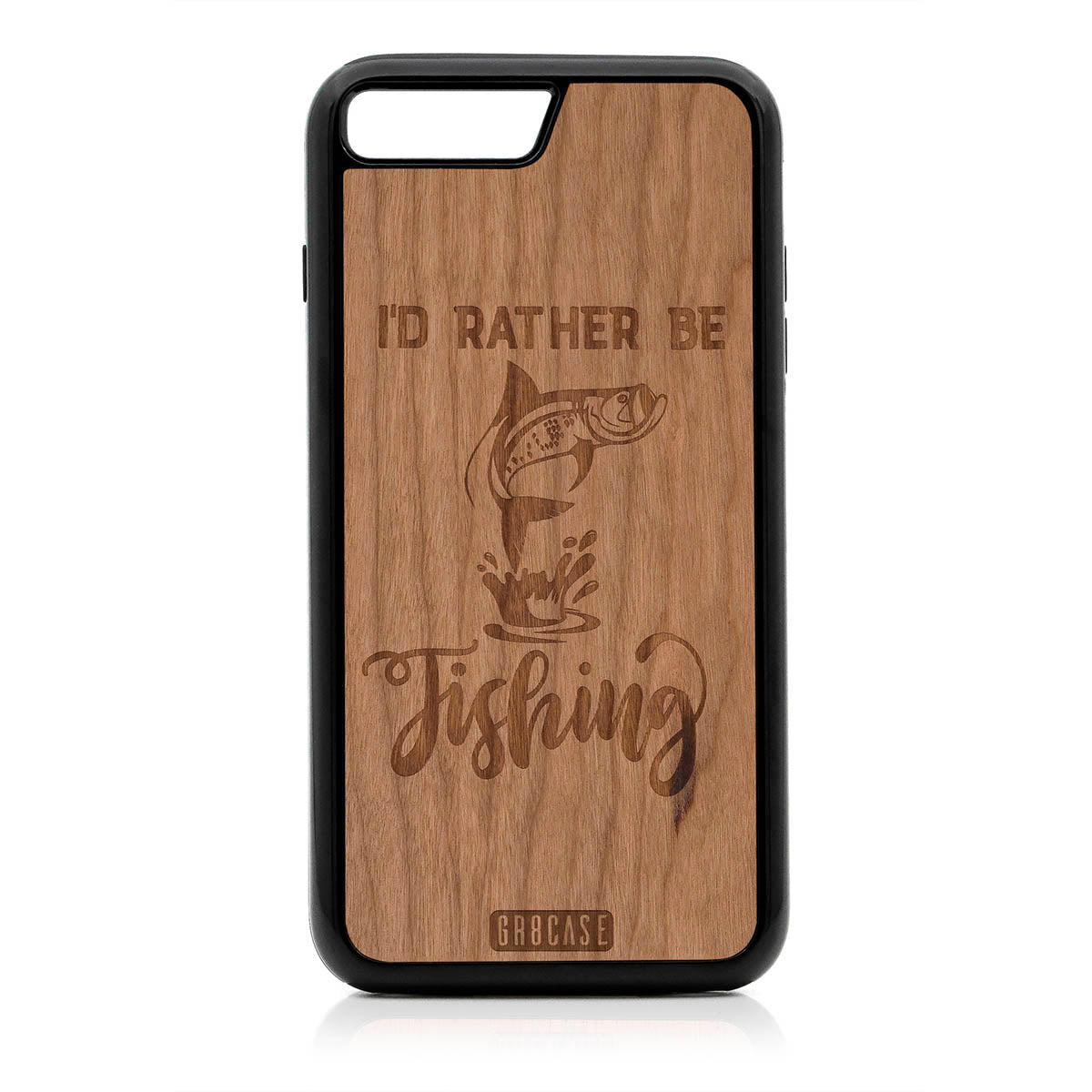 I&#39;D Rather Be Fishing Design Wood Case For iPhone 7 Plus / 8 Plus