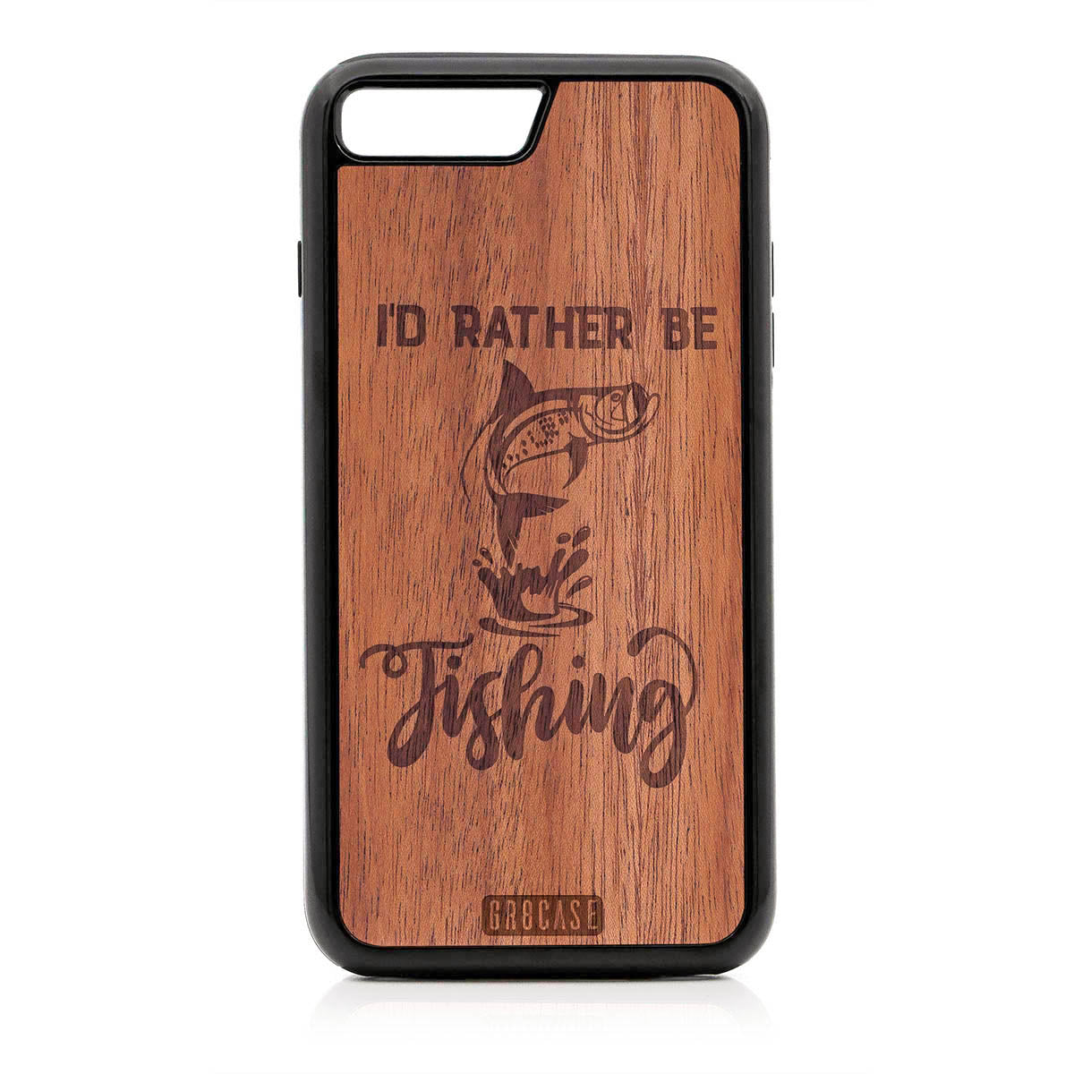 I&#39;D Rather Be Fishing Design Wood Case For iPhone 7 Plus / 8 Plus