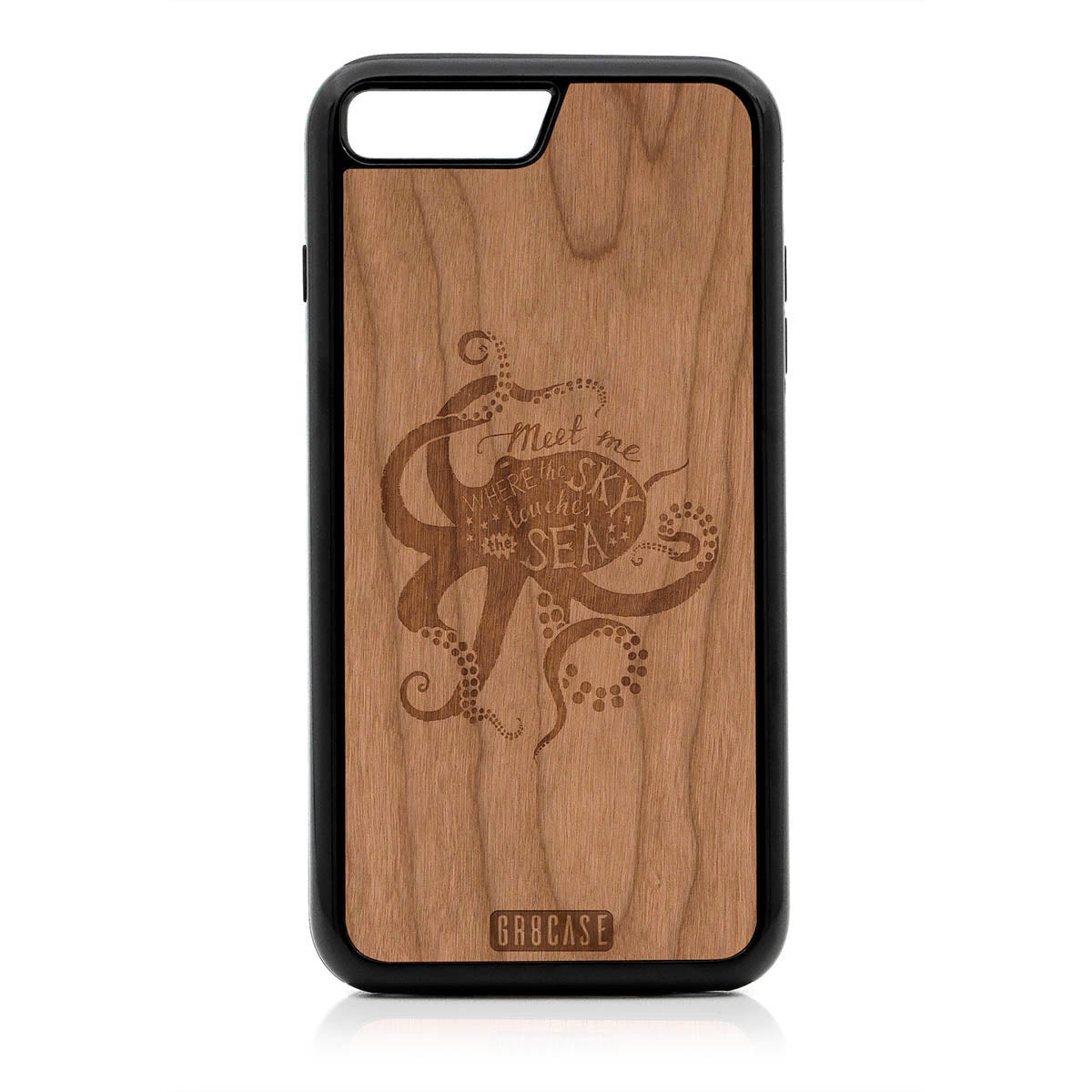 Meet Me Where The Sky Touches The Sea (Octopus) Design Wood Case For iPhone 7 Plus / 8 Plus