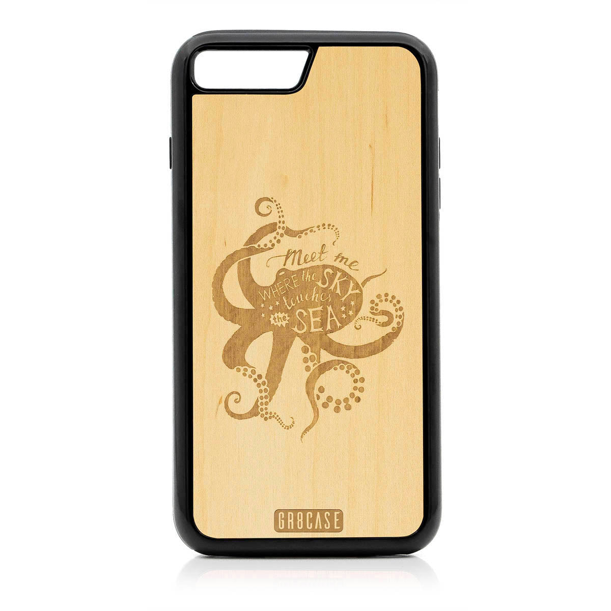 Meet Me Where The Sky Touches The Sea (Octopus) Design Wood Case For iPhone 7 Plus / 8 Plus